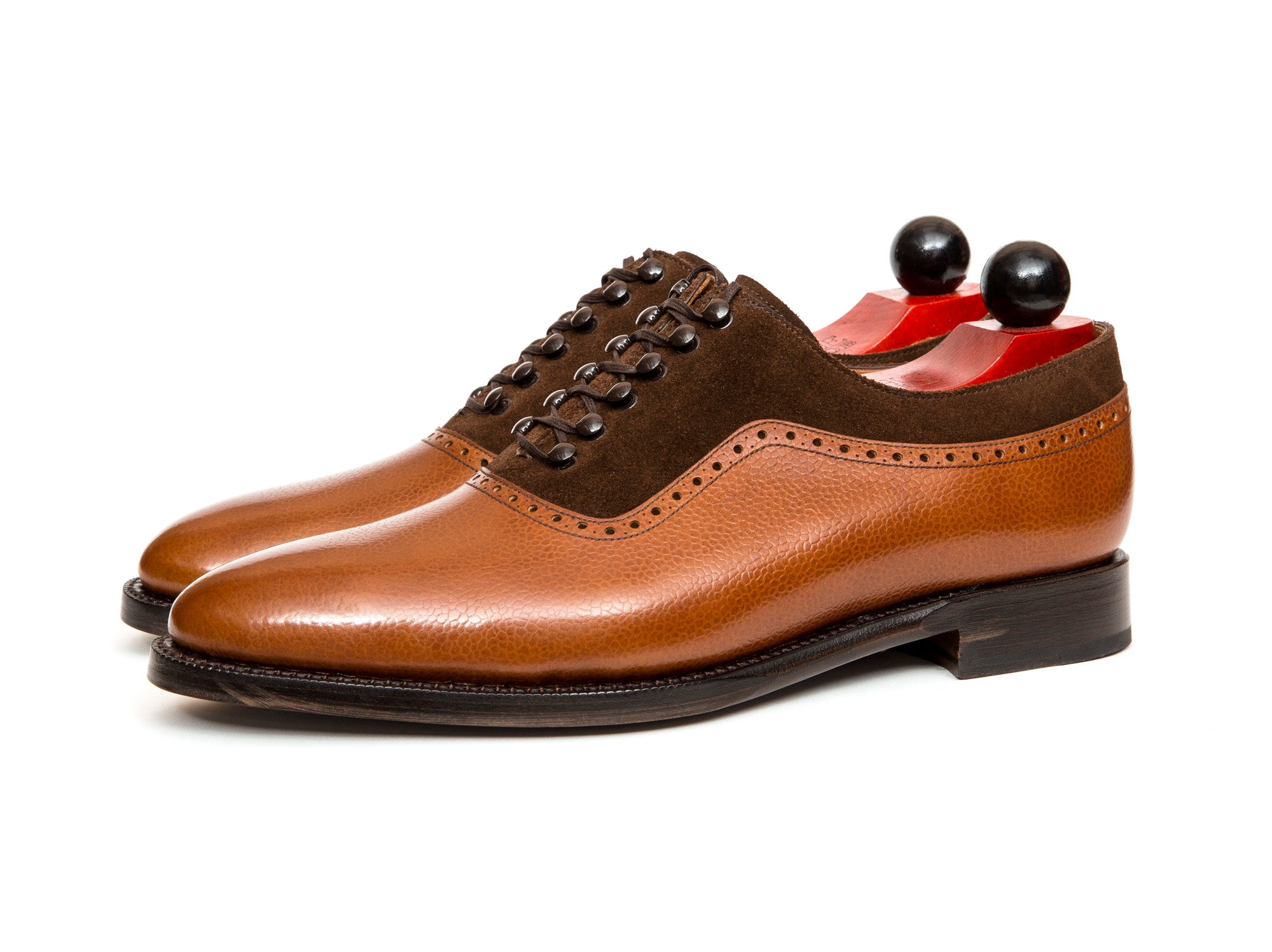 Mukilteo - MTO - Tan Grain / Dark Brown Suede - TMG Last - Single Leather Sole-Made To Order Plain Toe Adelaide Oxfords Speed Hooks-J.FitzPatrick Footwear