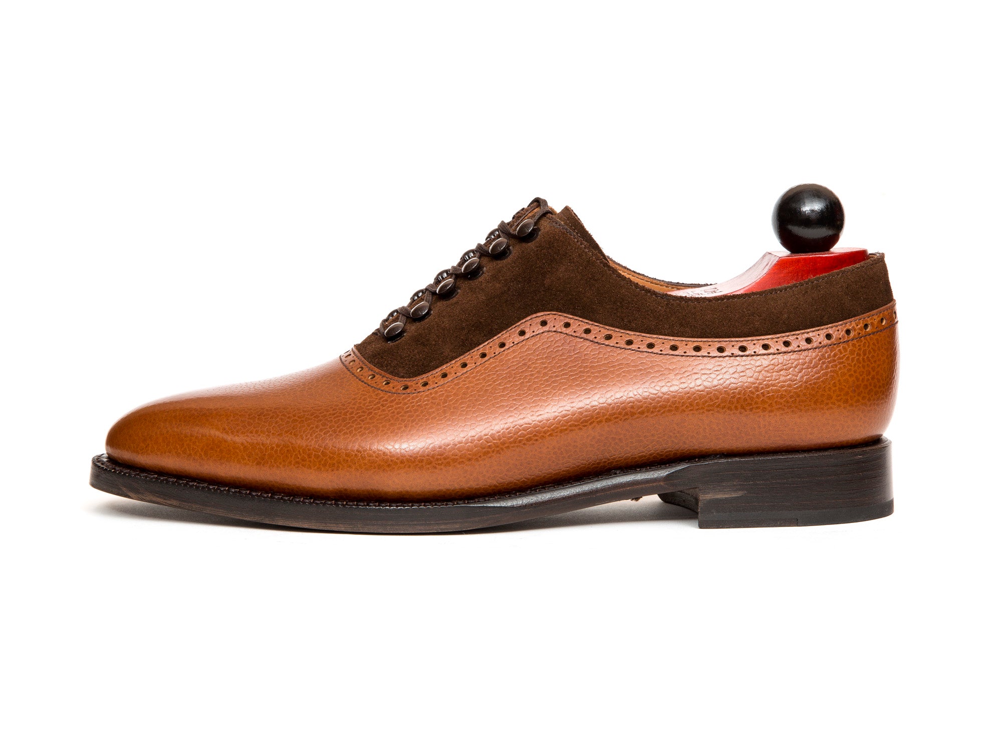 Mukilteo - MTO - Tan Grain / Dark Brown Suede - TMG Last - Single Leather Sole-Made To Order Plain Toe Adelaide Oxfords Speed Hooks-J.FitzPatrick Footwear