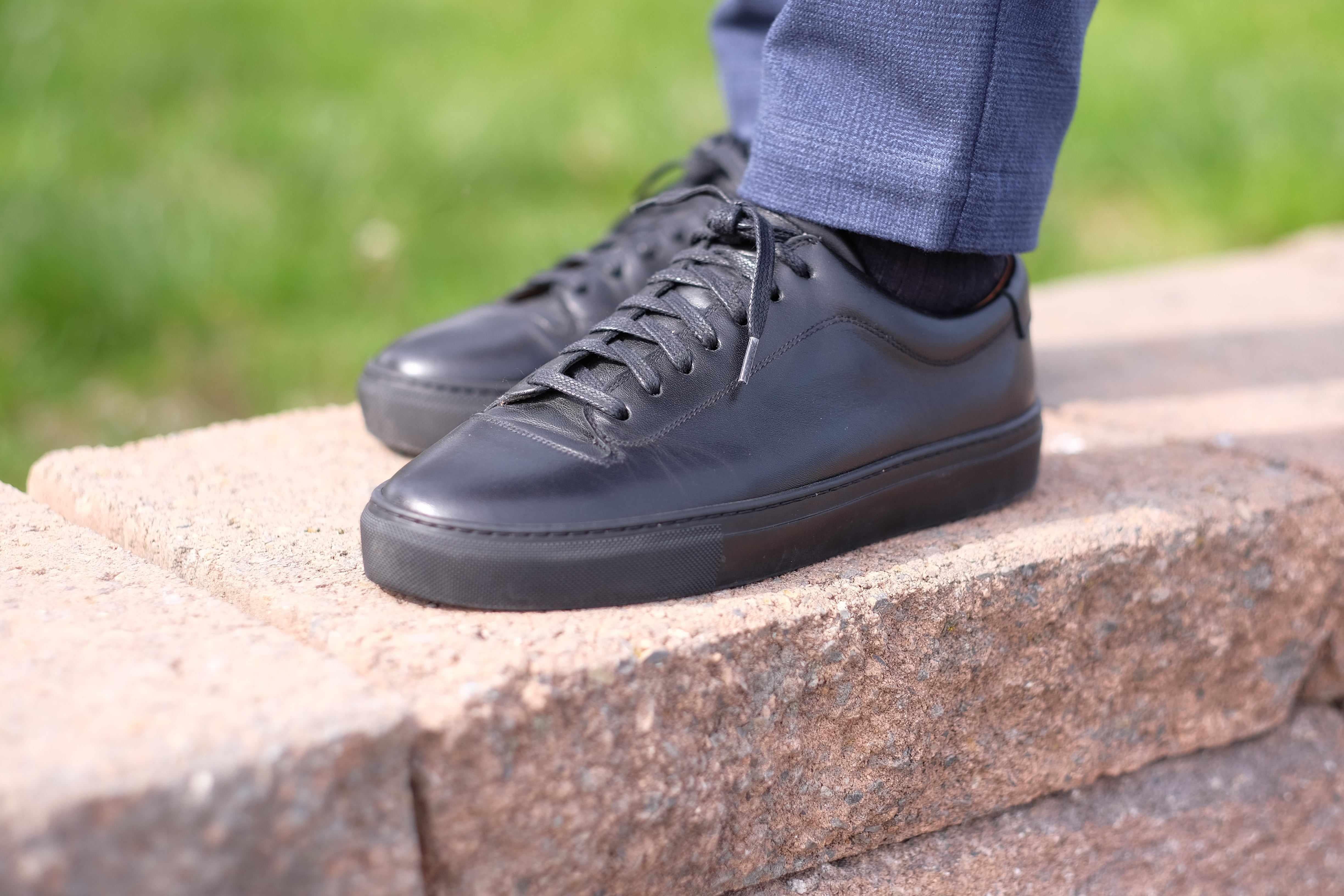 Olympia - Black Calf / Black Sole-Plimsoll Lace Up Laceup Sneakers-J.FitzPatrick Footwear