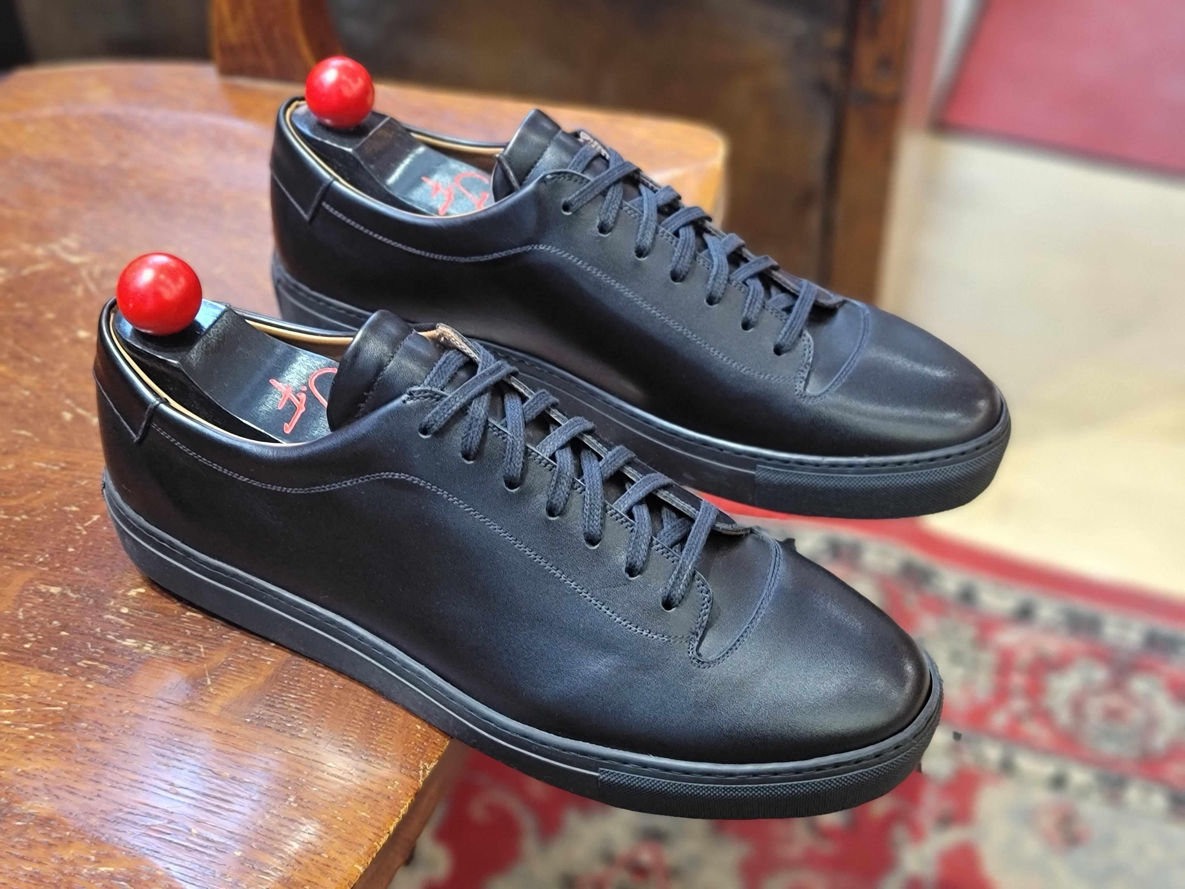 Olympia - Black Calf / Black Sole-Plimsoll Lace Up Laceup Sneakers-J.FitzPatrick Footwear