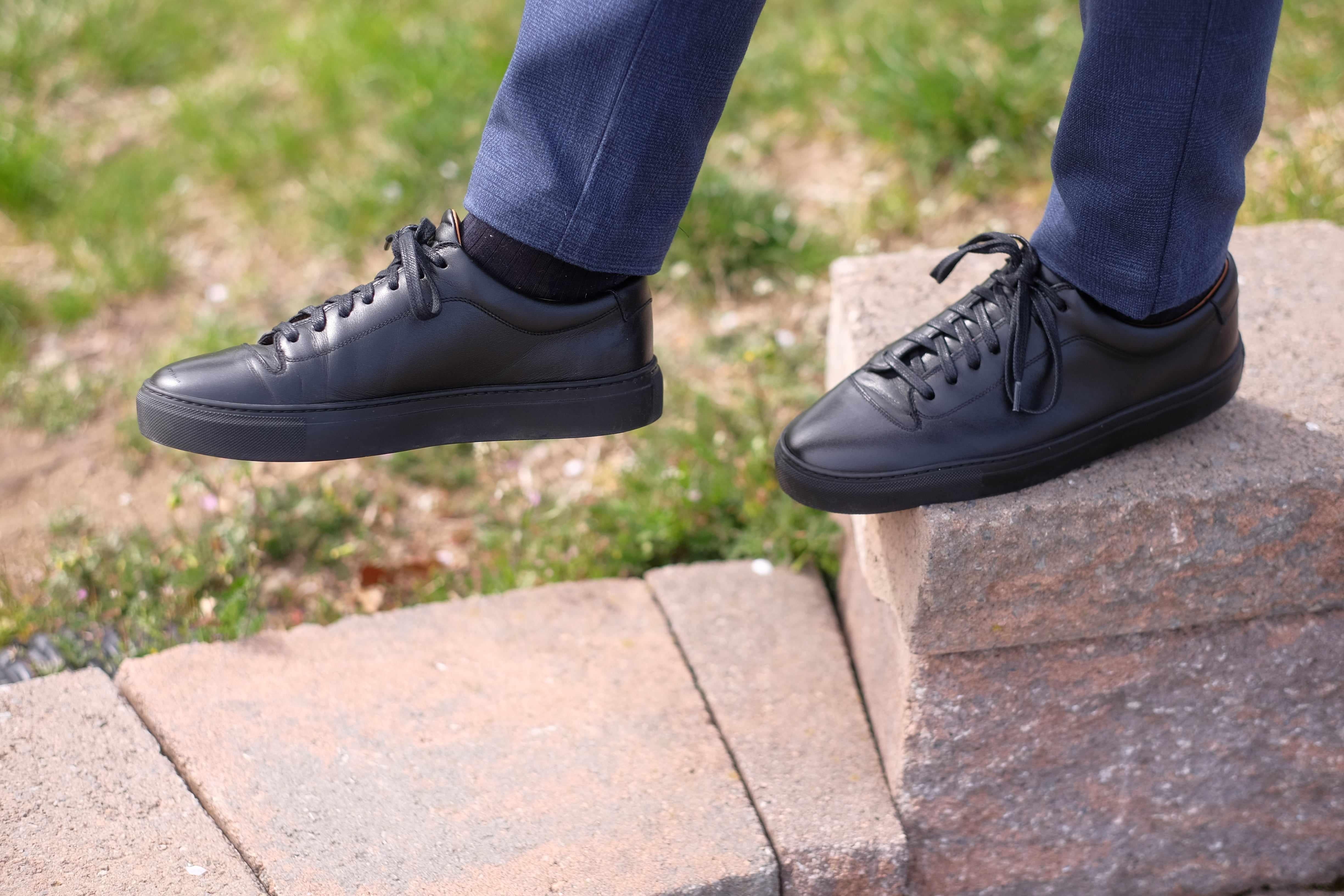 Olympia - Black Calf / Black Sole-Plimsoll Lace Up Laceup Sneakers-J.FitzPatrick Footwear