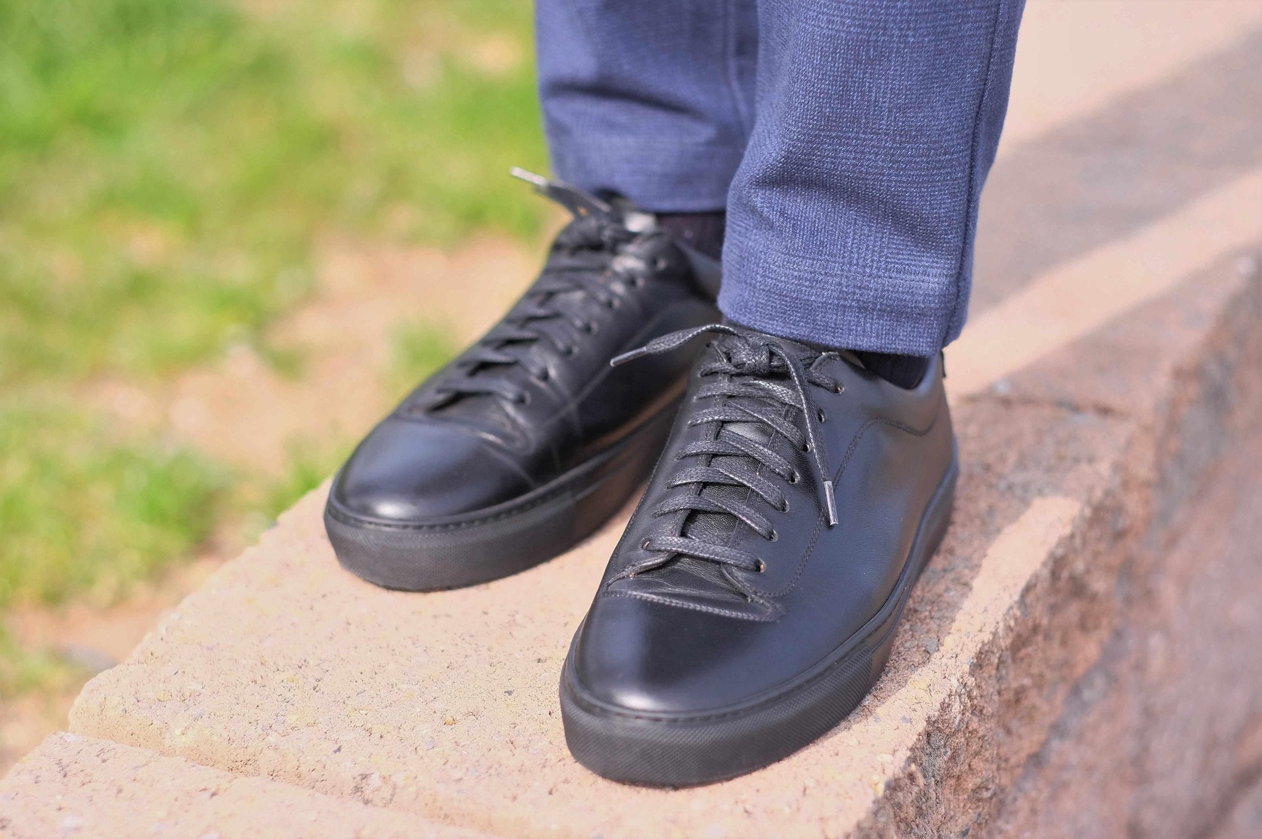 Olympia - Black Calf / Black Sole-Plimsoll Lace Up Laceup Sneakers-J.FitzPatrick Footwear