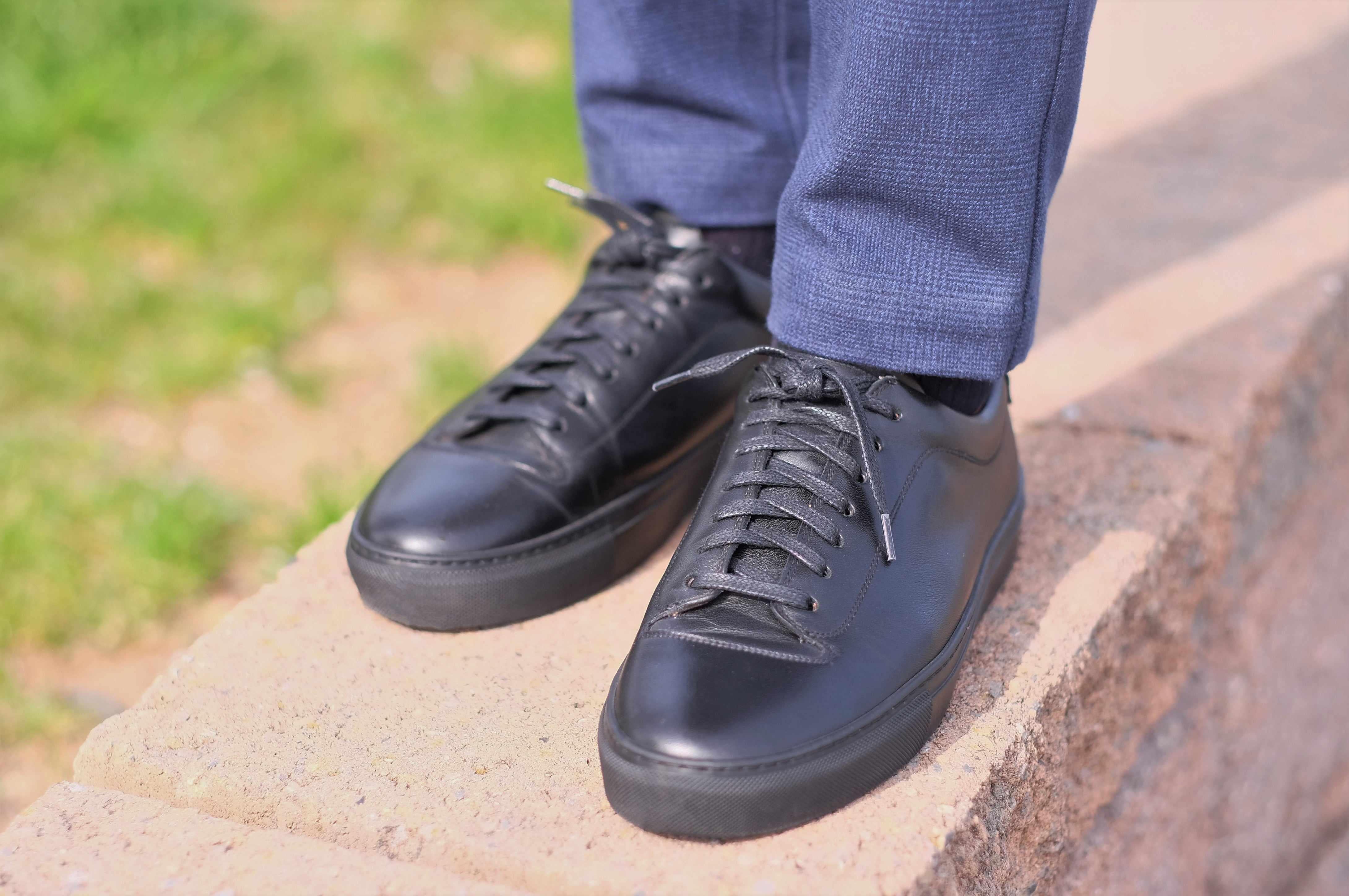 Olympia - Black Calf / Black Sole-Plimsoll Lace Up Laceup Sneakers-J.FitzPatrick Footwear
