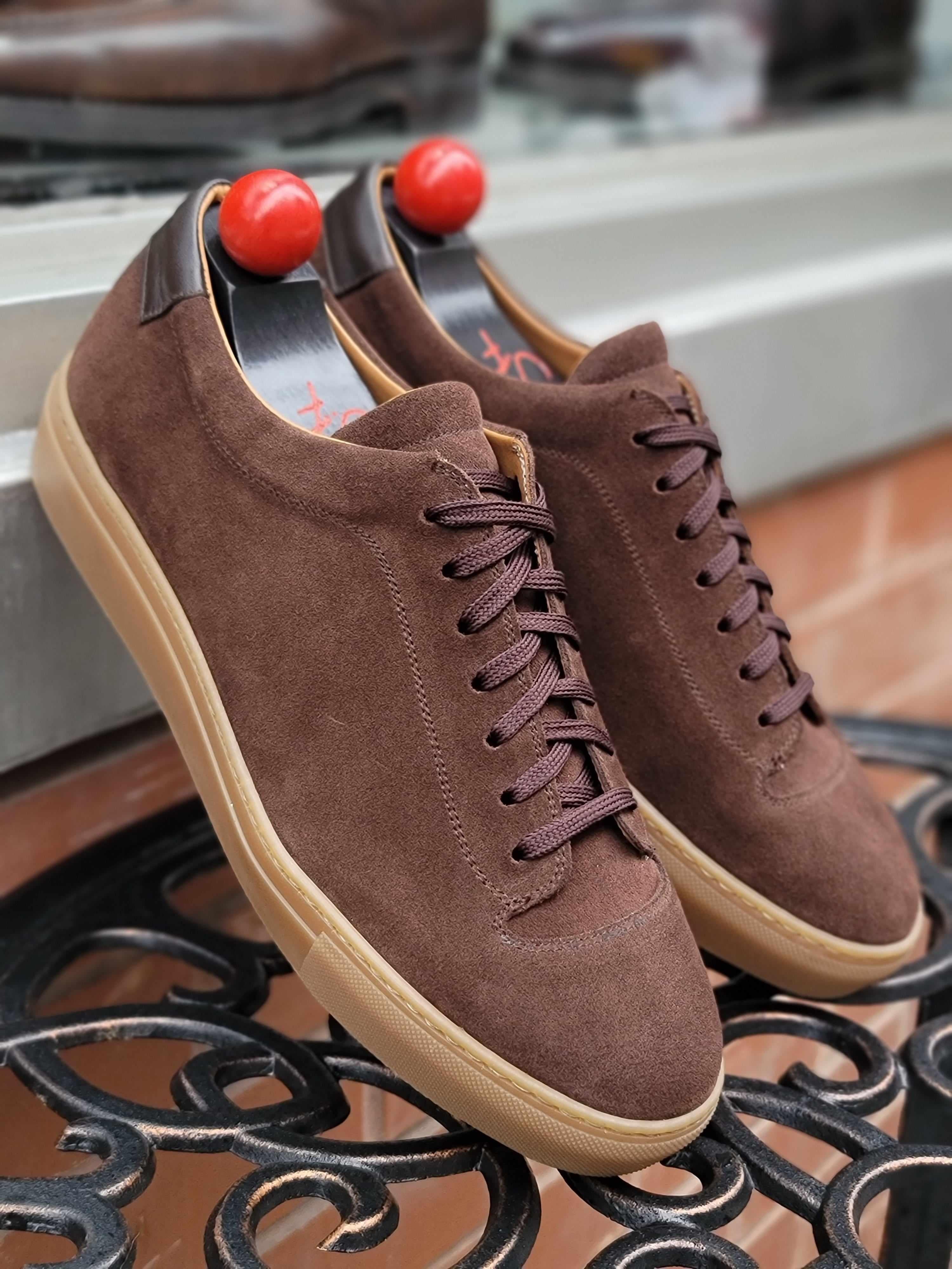 Olympia - Mocha Suede / Gum Sole-Plimsoll Lace Up Laceup Sneakers-J.FitzPatrick Footwear