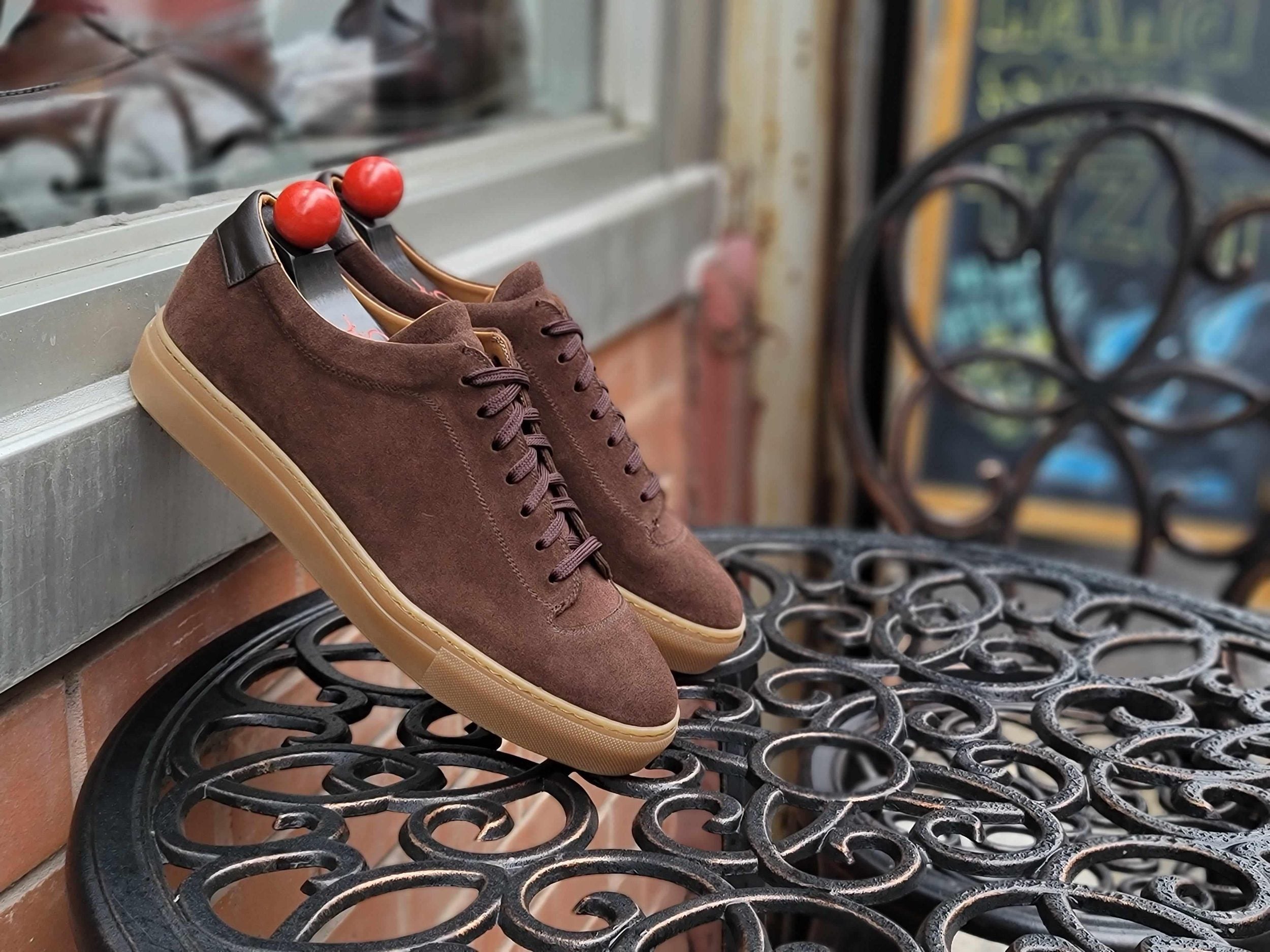 Olympia - Mocha Suede / Gum Sole-Plimsoll Lace Up Laceup Sneakers-J.FitzPatrick Footwear