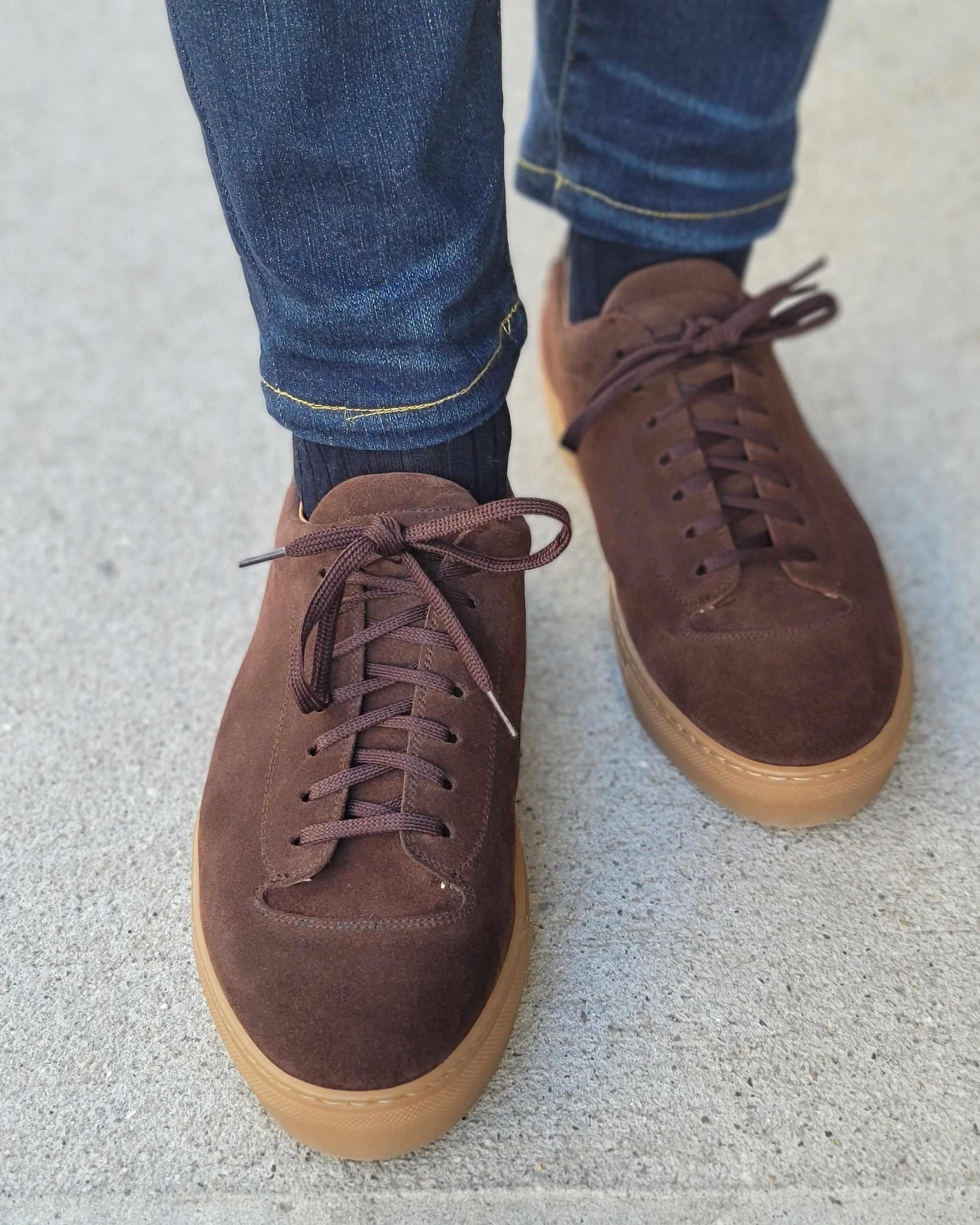 Olympia - Mocha Suede / Gum Sole-Plimsoll Lace Up Laceup Sneakers-J.FitzPatrick Footwear