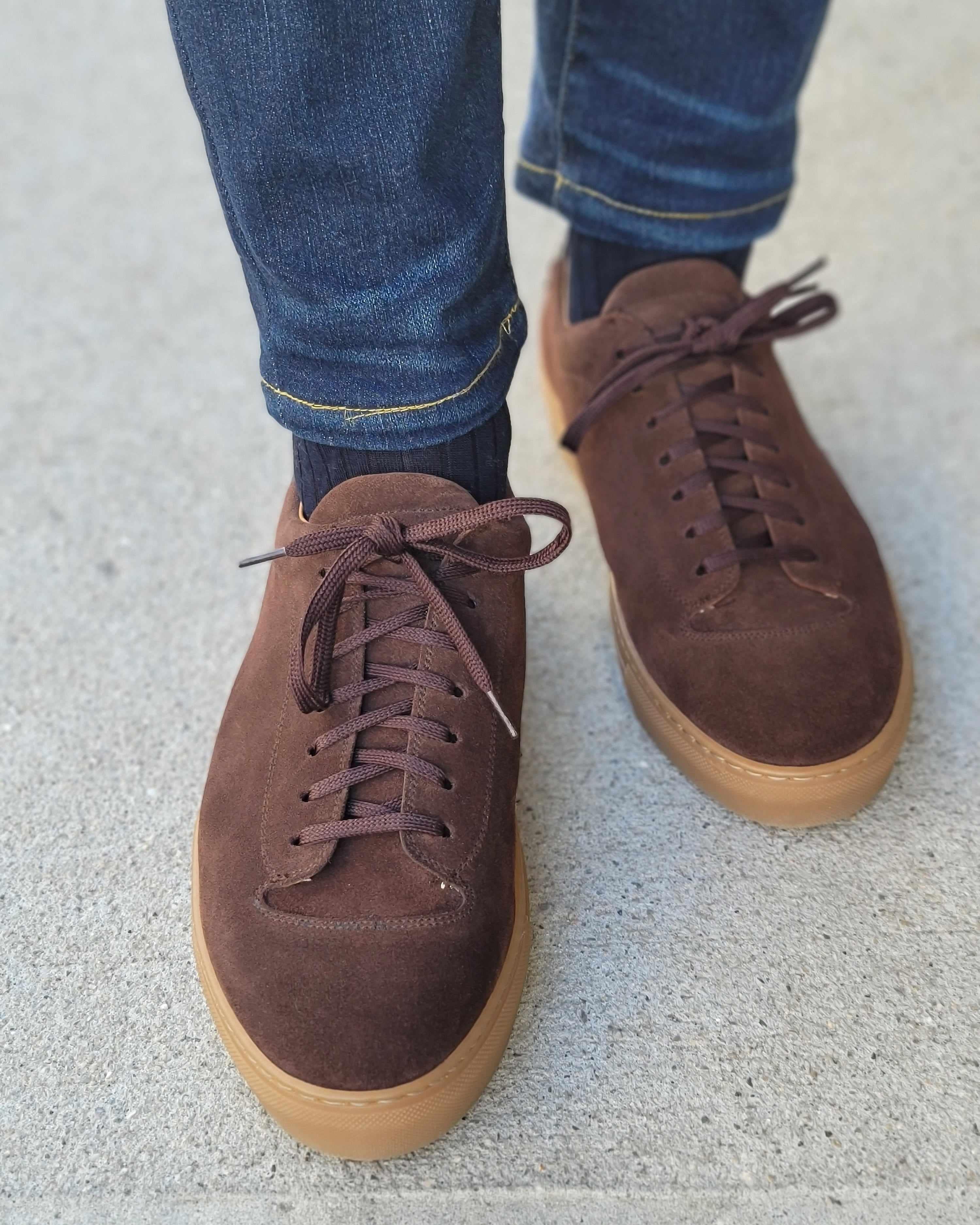 Olympia - Mocha Suede / Gum Sole-Plimsoll Lace Up Laceup Sneakers-J.FitzPatrick Footwear