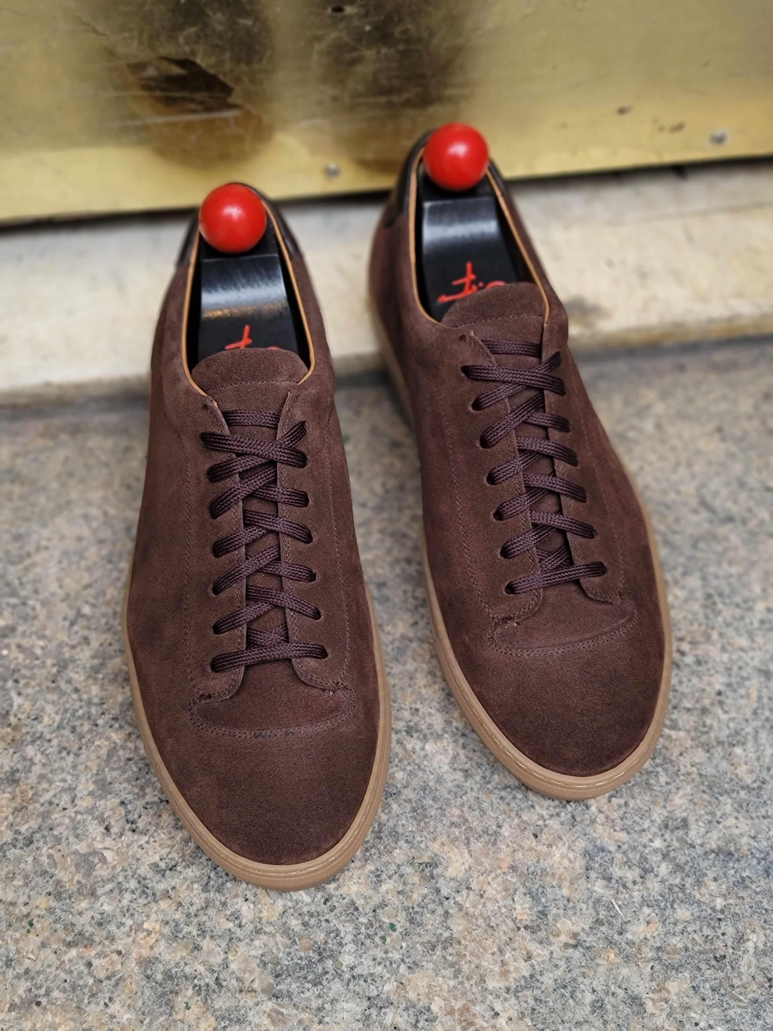 Olympia - Mocha Suede / Gum Sole-Plimsoll Lace Up Laceup Sneakers-J.FitzPatrick Footwear
