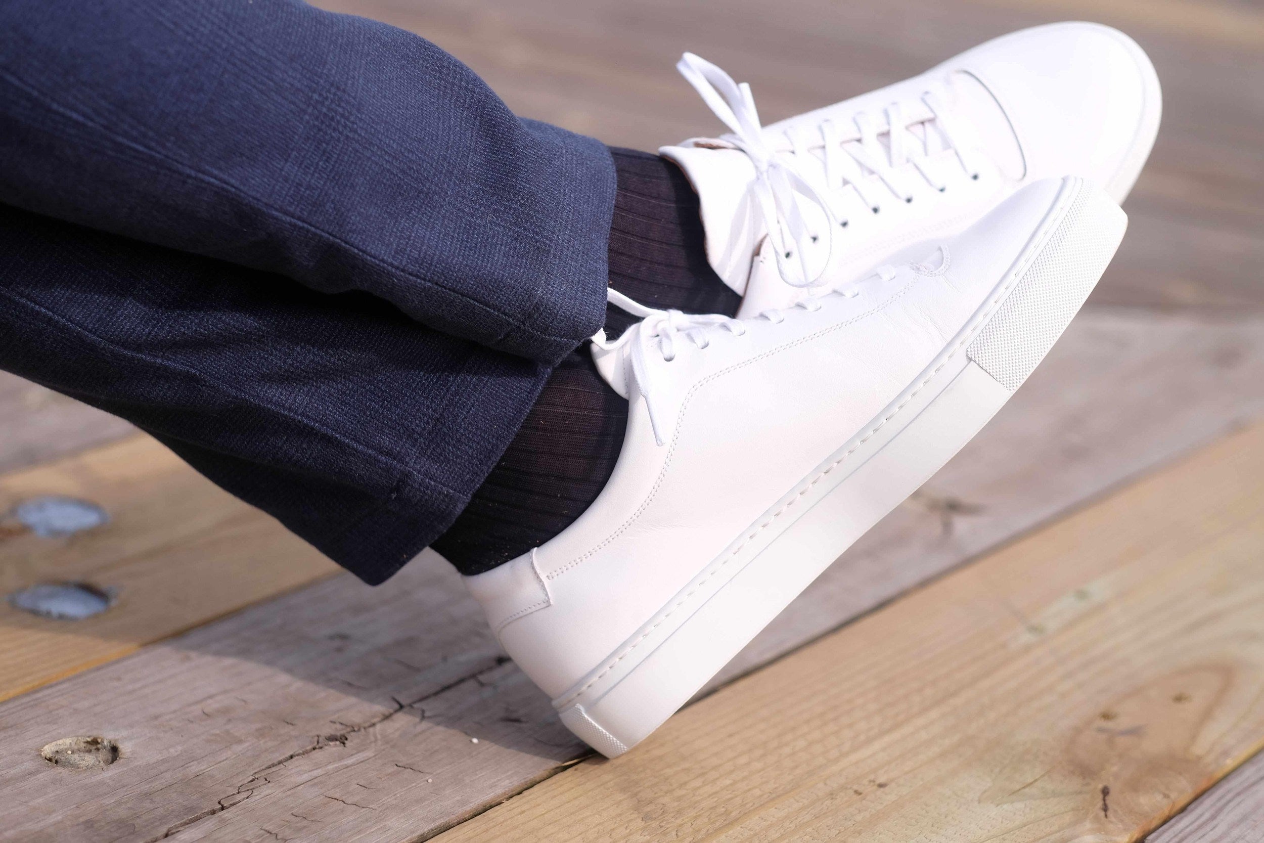 Olympia - White Calf / White Sole-Plimsoll Lace Up Laceup Sneakers-J.FitzPatrick Footwear