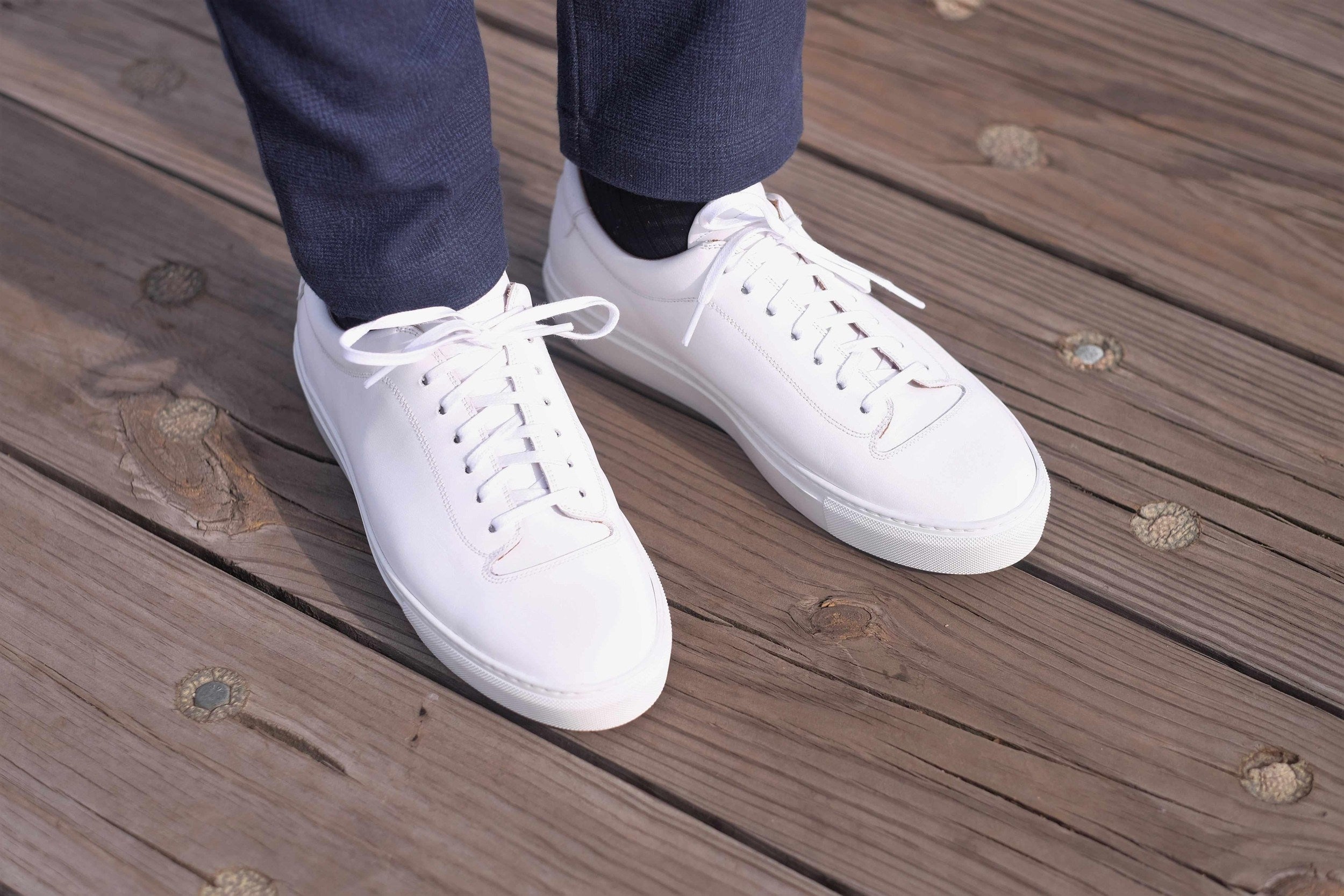 Olympia - White Calf / White Sole-Plimsoll Lace Up Laceup Sneakers-J.FitzPatrick Footwear