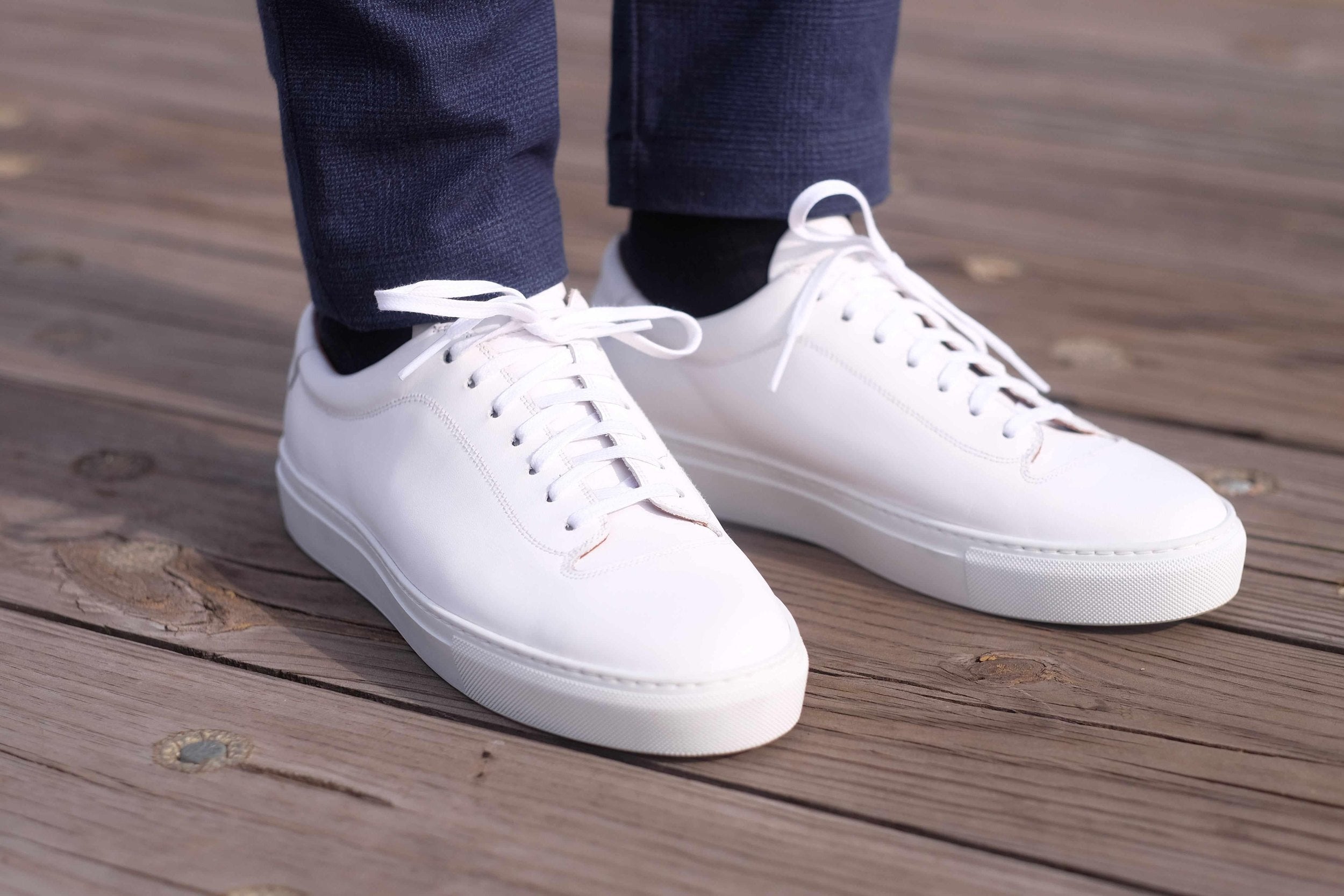 Olympia - White Calf / White Sole-Plimsoll Lace Up Laceup Sneakers-J.FitzPatrick Footwear