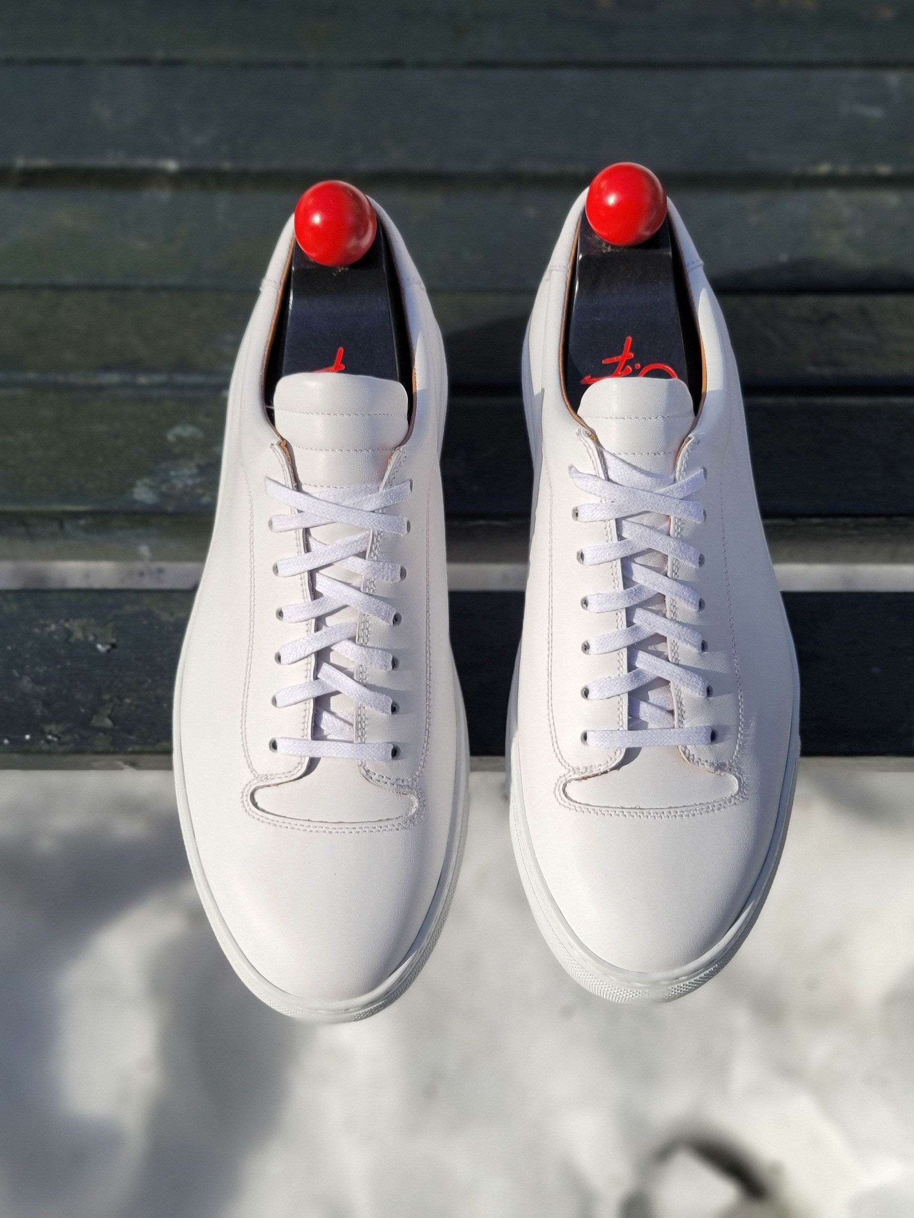 Olympia - White Calf / White Sole-Plimsoll Lace Up Laceup Sneakers-J.FitzPatrick Footwear