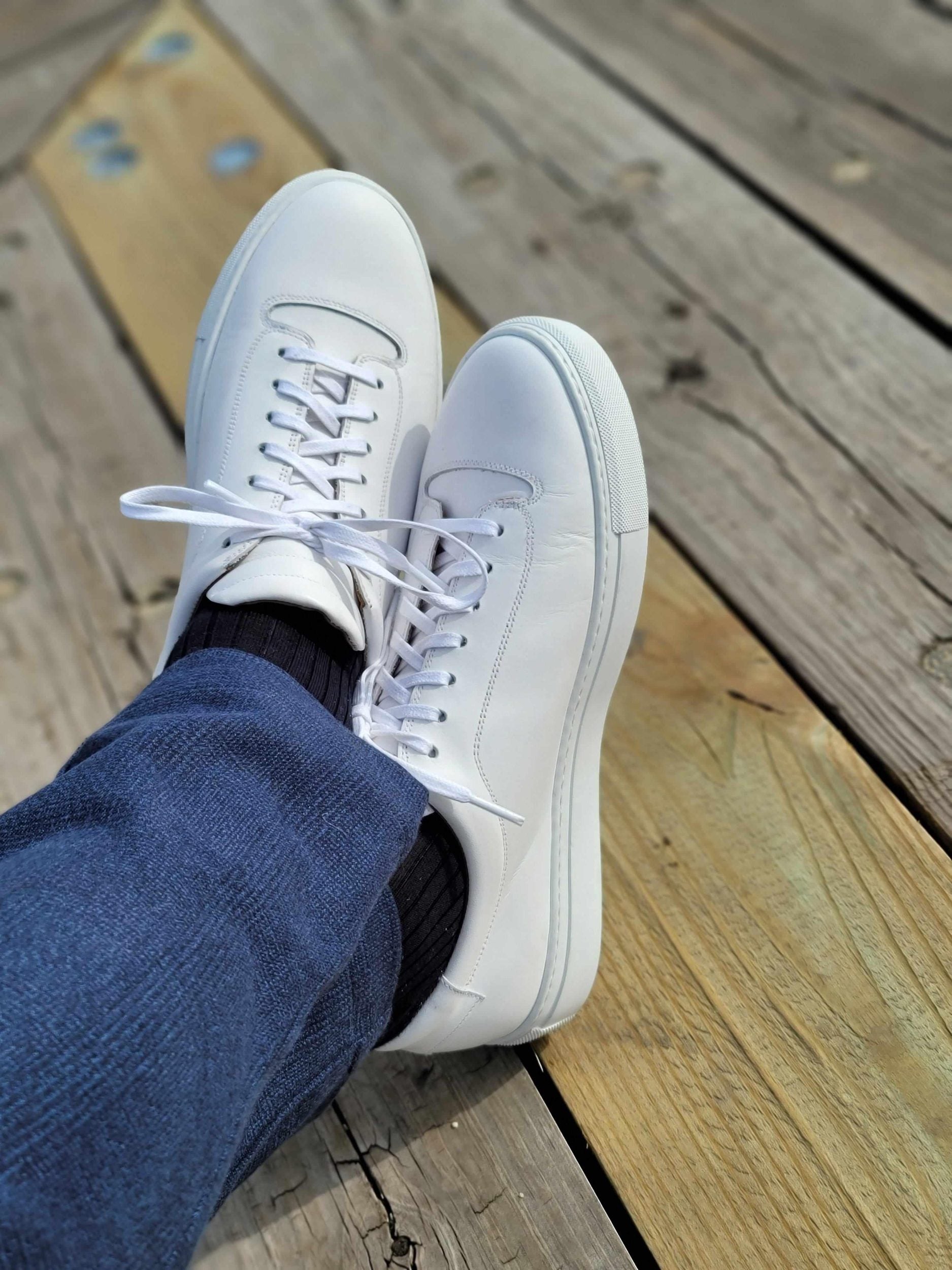Olympia - White Calf / White Sole-Plimsoll Lace Up Laceup Sneakers-J.FitzPatrick Footwear