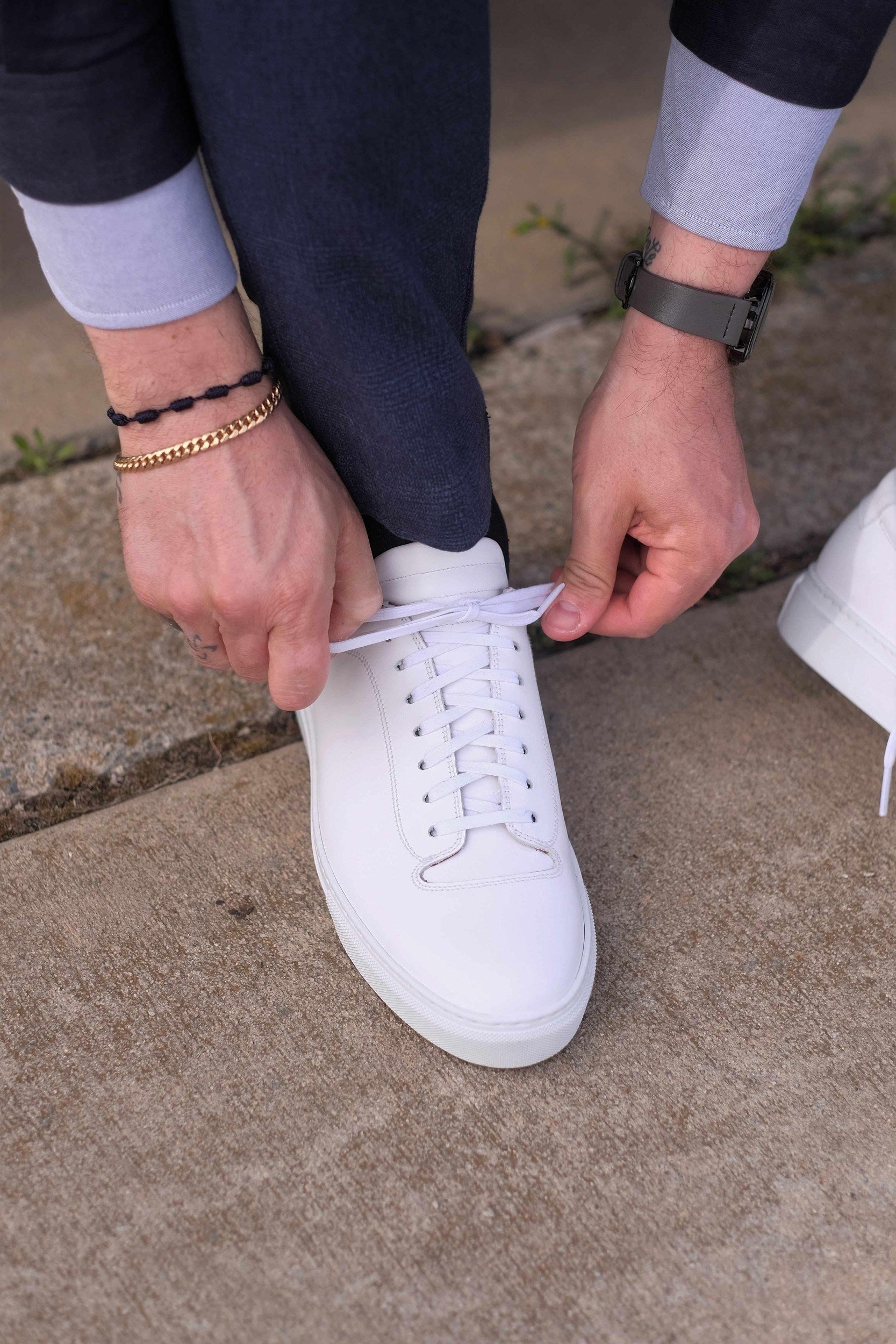 Olympia - White Calf / White Sole-Plimsoll Lace Up Laceup Sneakers-J.FitzPatrick Footwear