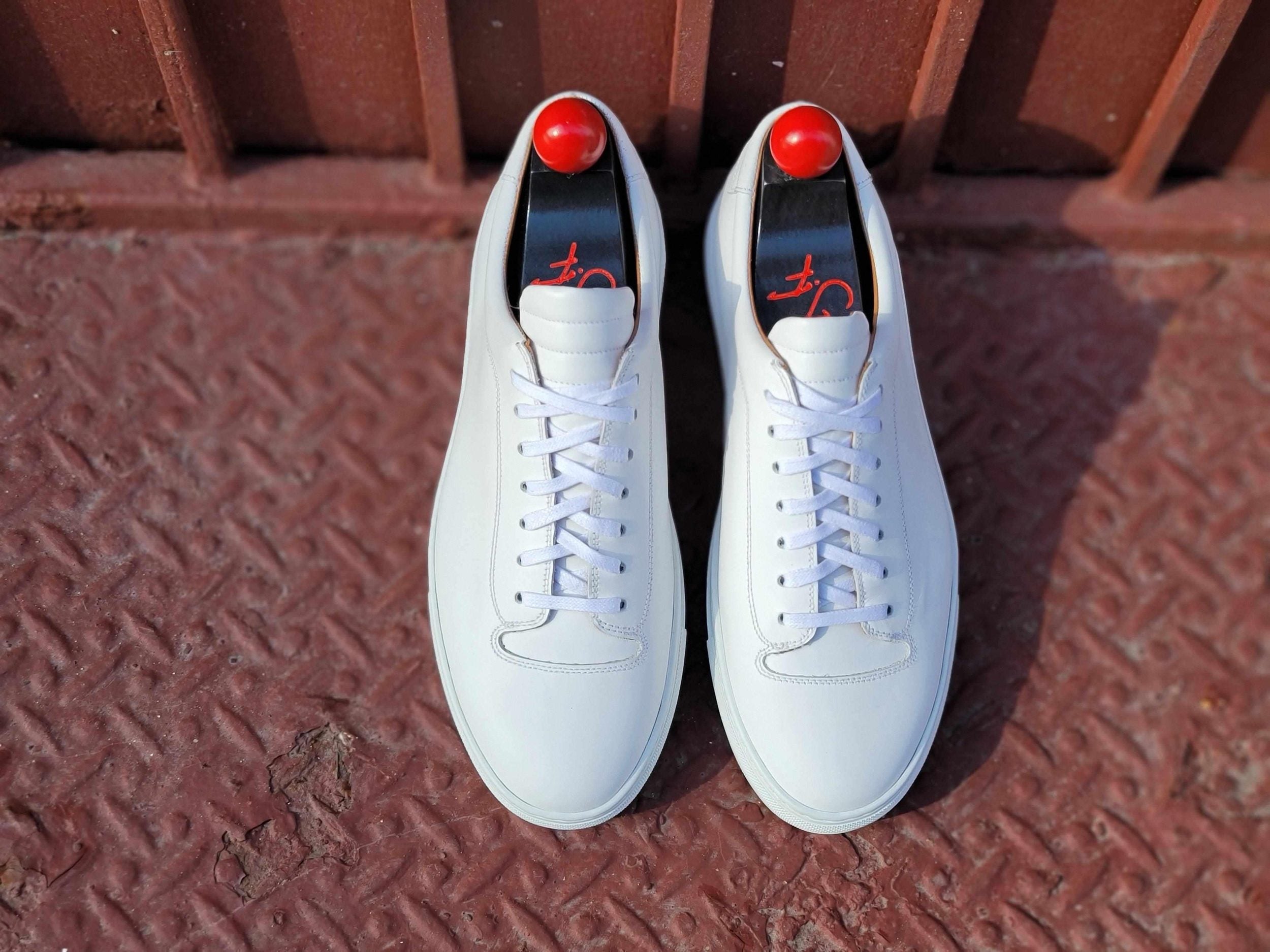 Olympia - White Calf / White Sole-Plimsoll Lace Up Laceup Sneakers-J.FitzPatrick Footwear
