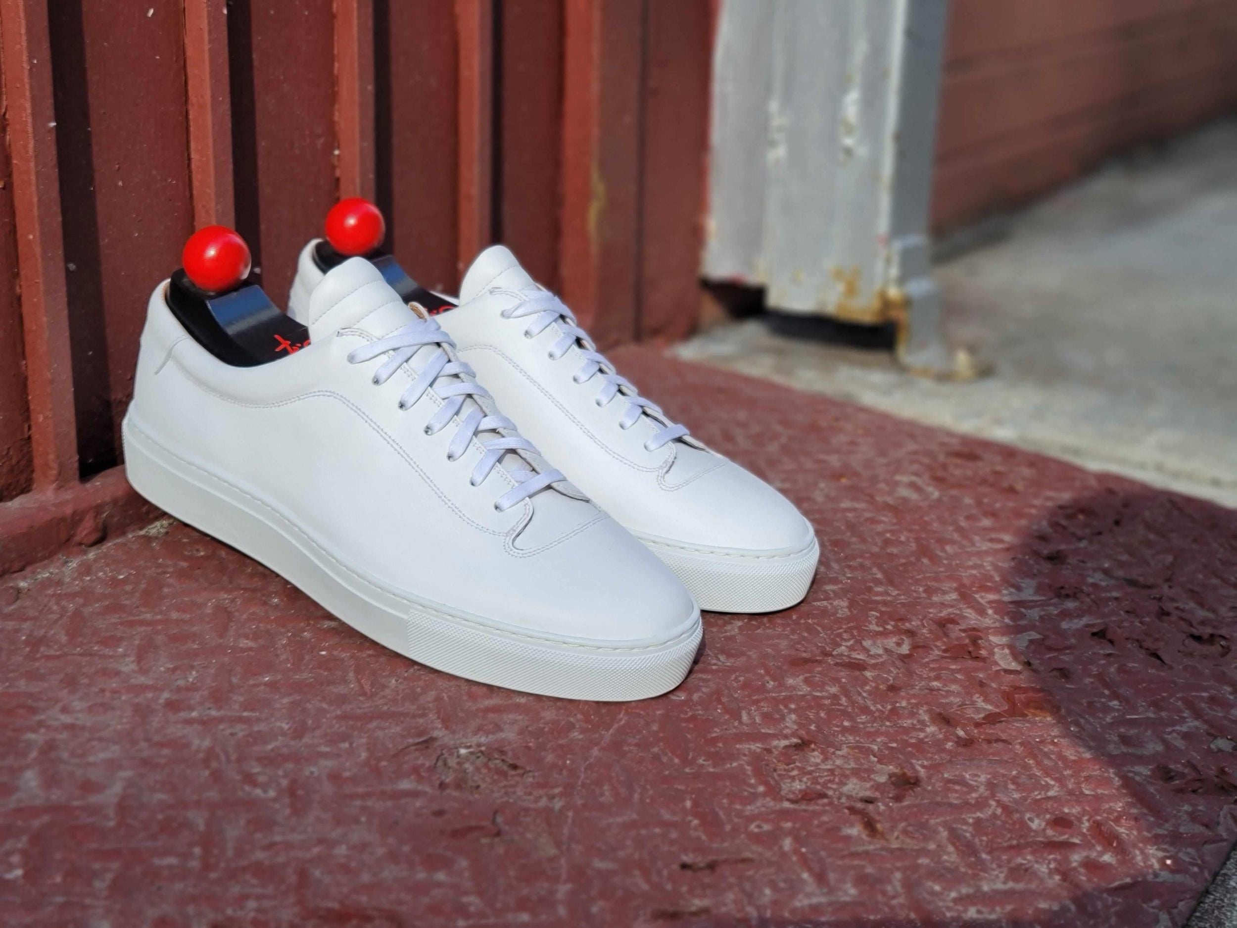 Olympia - White Calf / White Sole-Plimsoll Lace Up Laceup Sneakers-J.FitzPatrick Footwear