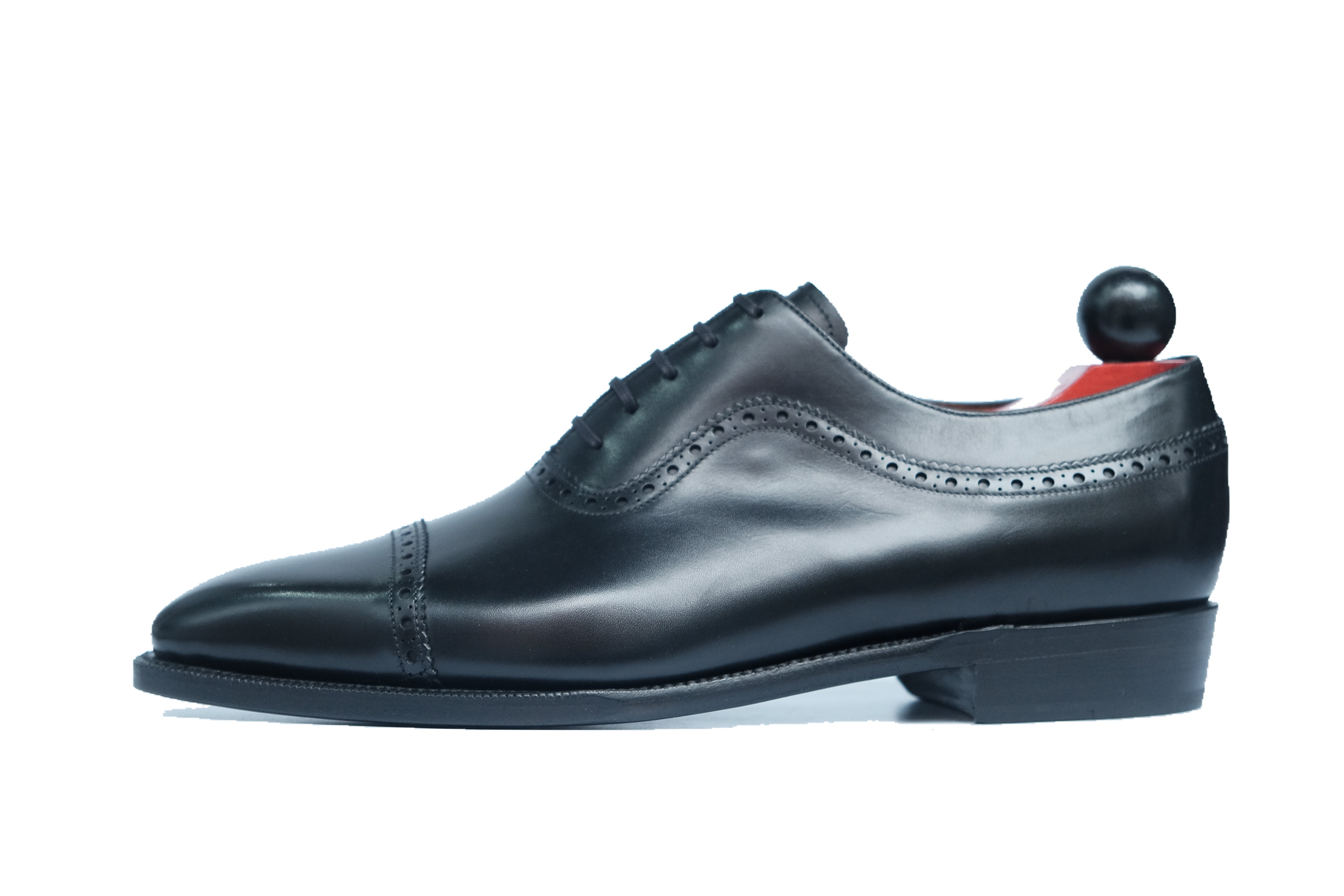 Palacio - Black Calf - MTO - LPB Last - Single Leather Sole-Made To Order Cap Toe Brogue Adelaide Oxfords-J.FitzPatrick Footwear