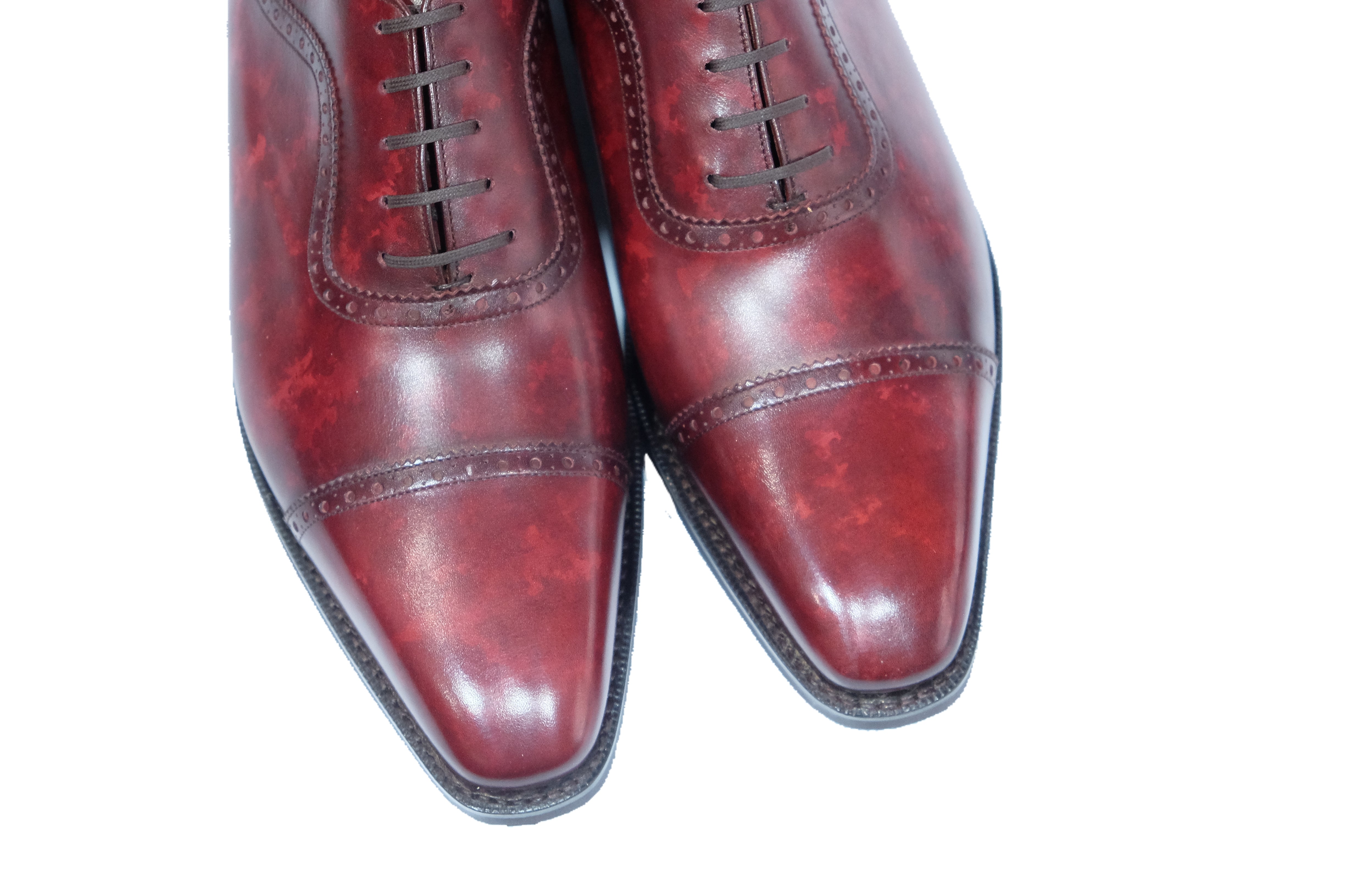 Palacio - MTO - Burgundy Marble Patina - LPB Last - City Rubber Sole-Made To Order Cap Toe Brogue Adelaide Oxfords-J.FitzPatrick Footwear