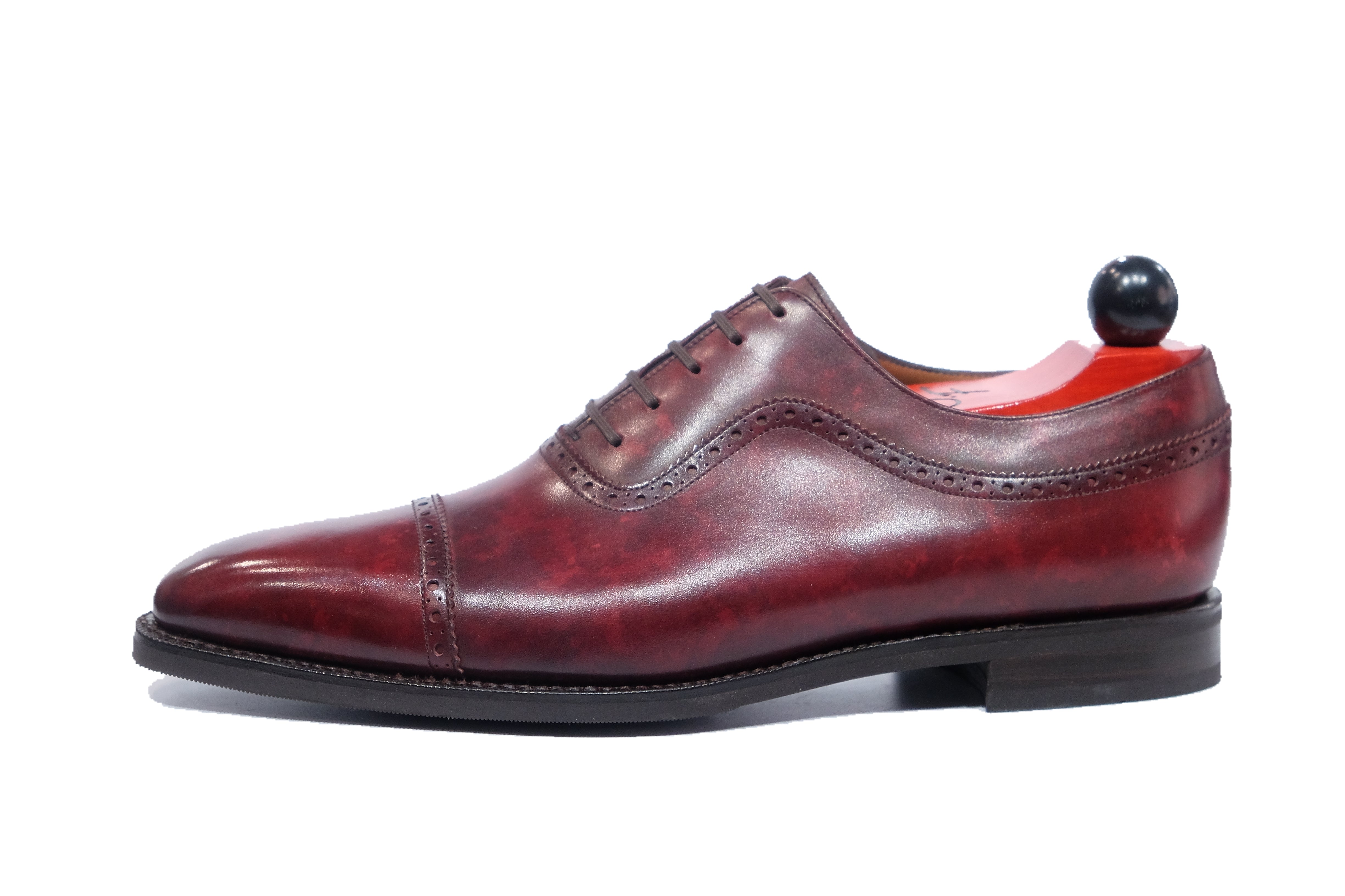 Palacio - MTO - Burgundy Marble Patina - LPB Last - City Rubber Sole-Made To Order Cap Toe Brogue Adelaide Oxfords-J.FitzPatrick Footwear