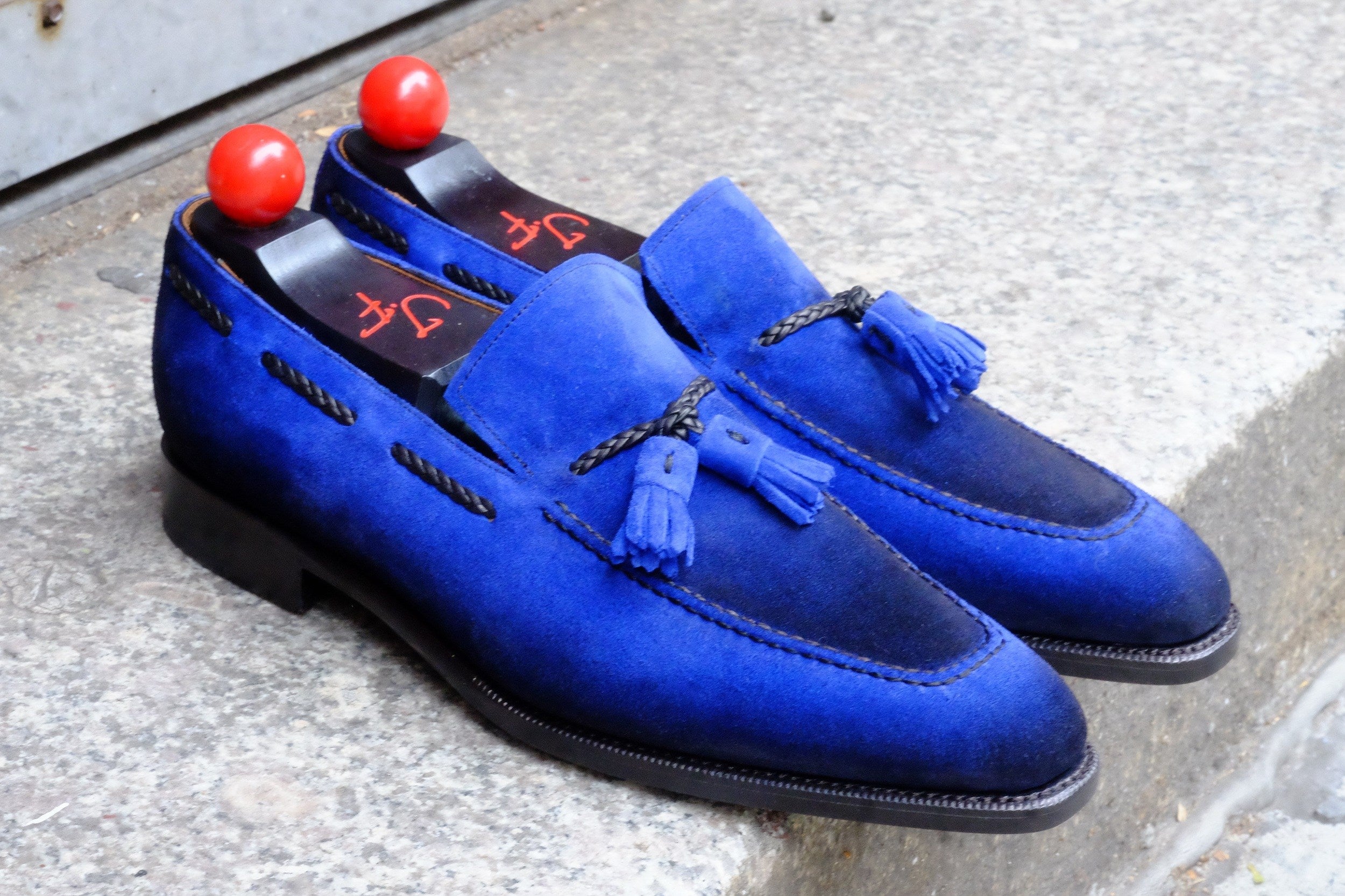 Patina Jeju - Blue - MTO - Eskapa-Made To Order Tassel Loafer Custom Patina-J.FitzPatrick Footwear