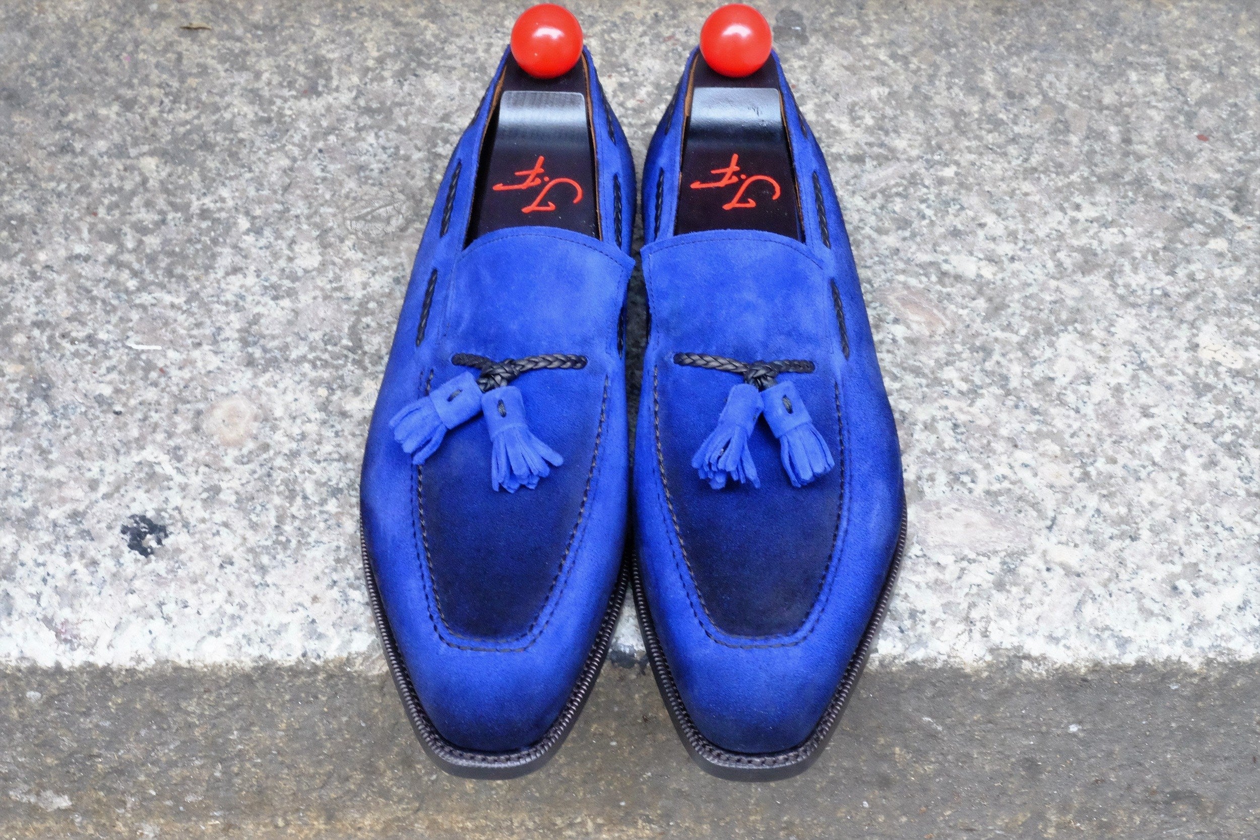Patina Jeju - Blue - MTO - Eskapa-Made To Order Tassel Loafer Custom Patina-J.FitzPatrick Footwear