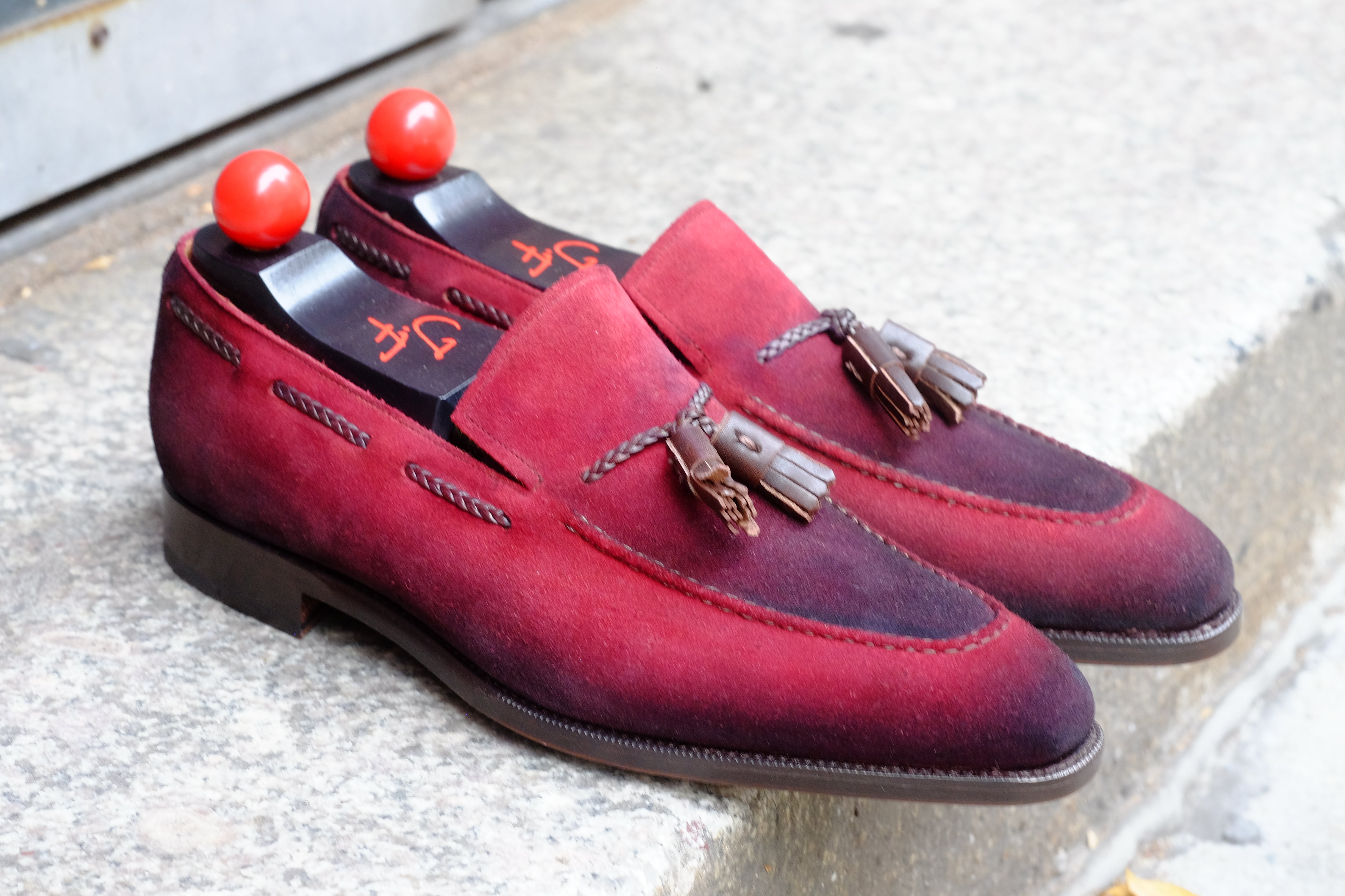Patina Jeju - Red - MTO - Eskapa-Made To Order Tassel Loafer Custom Patina-J.FitzPatrick Footwear