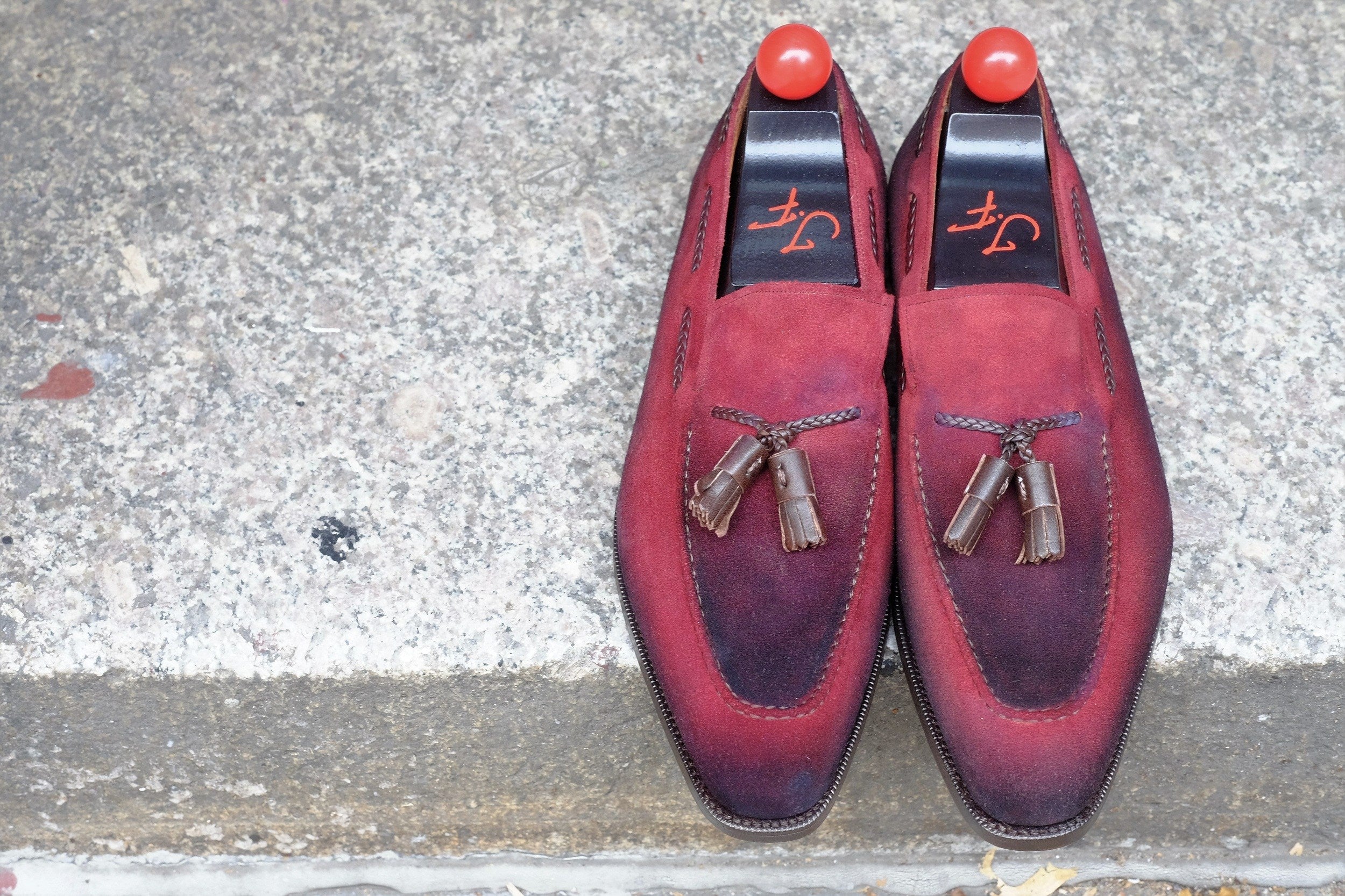 Patina Jeju - Red - MTO - Eskapa-Made To Order Tassel Loafer Custom Patina-J.FitzPatrick Footwear