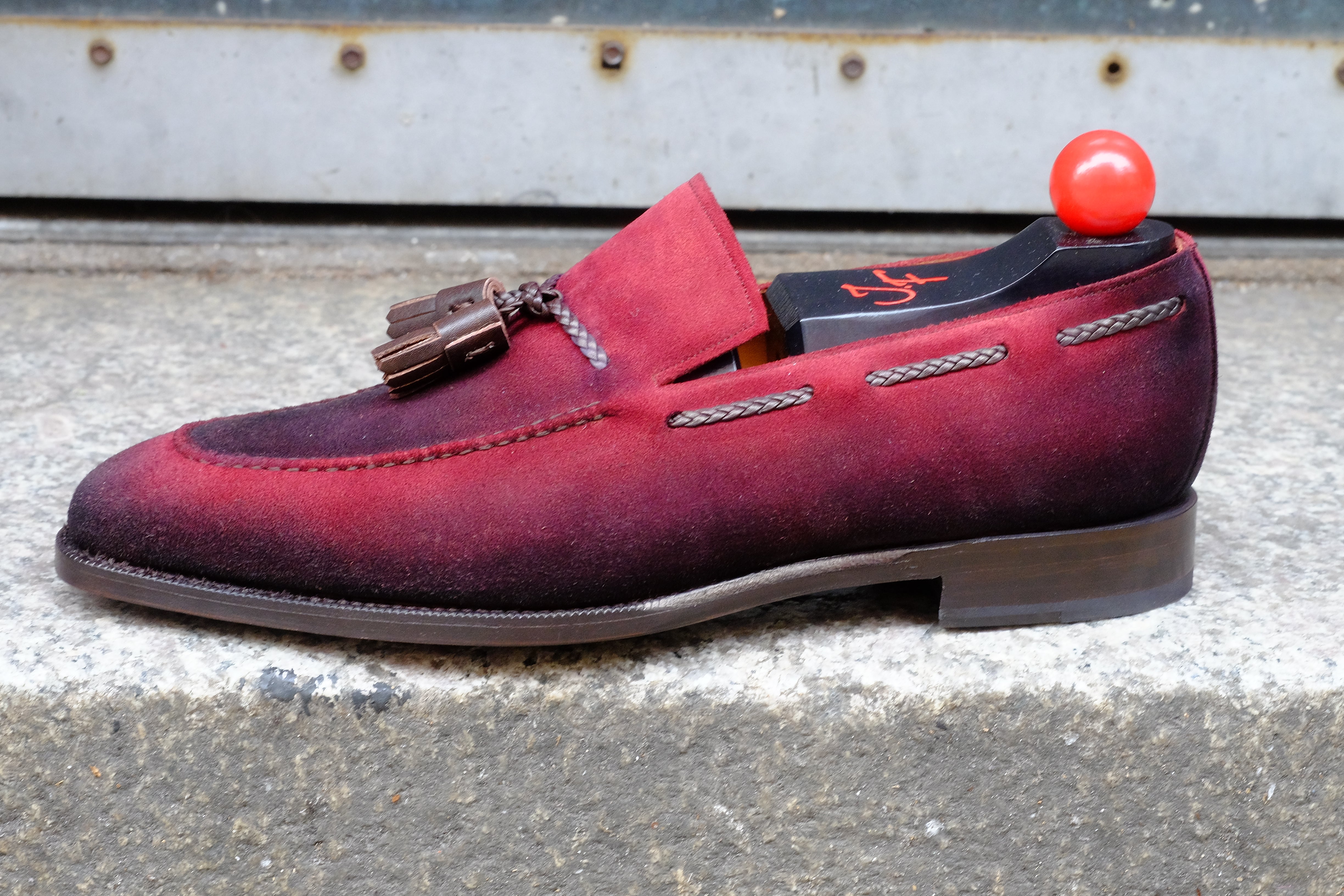 Patina Jeju - Red - MTO - Eskapa-Made To Order Tassel Loafer Custom Patina-J.FitzPatrick Footwear