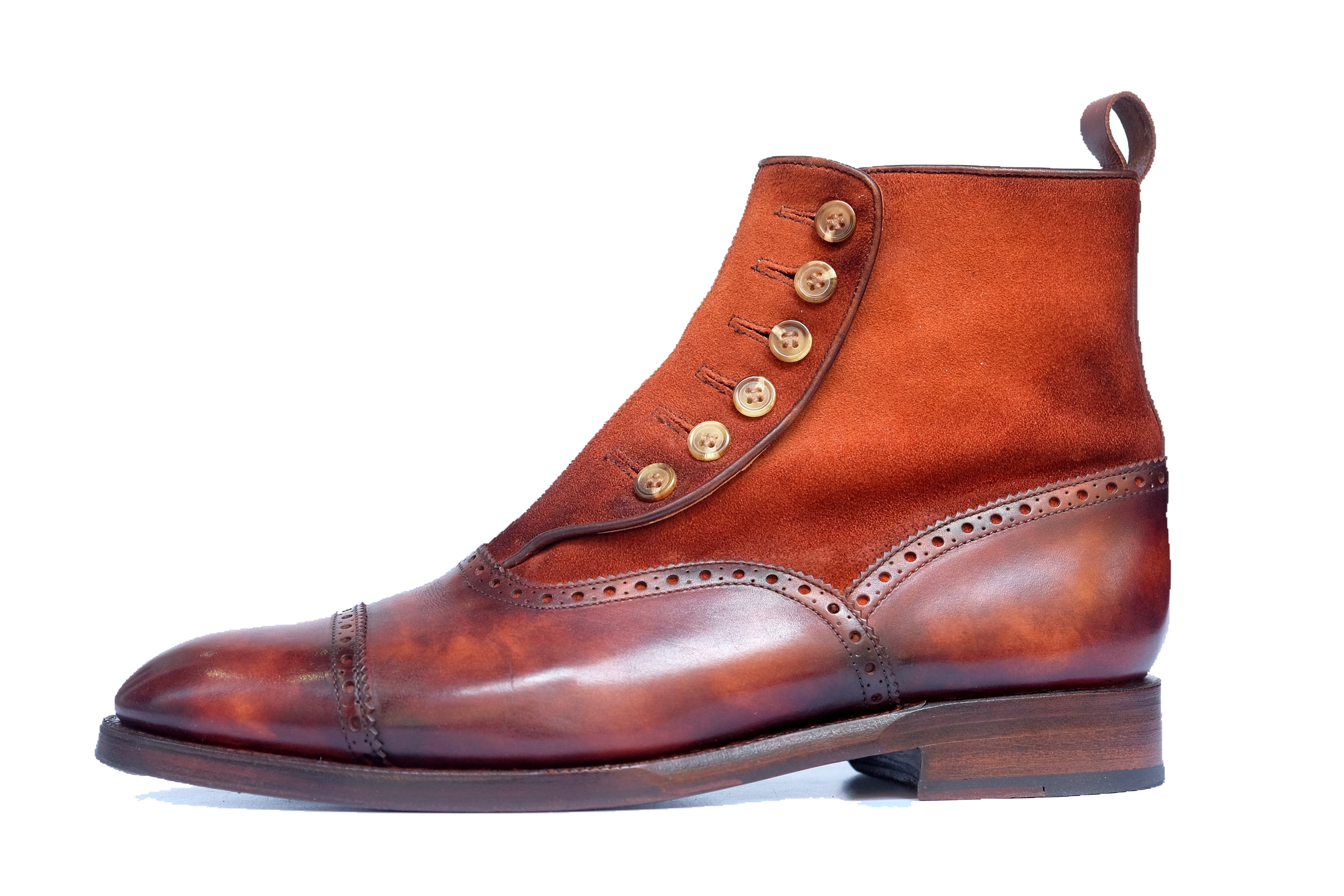 Patina Marigold - MTO - Puyallup Redux-Made To Order Button Boot Cap Toe Brogue-J.FitzPatrick Footwear
