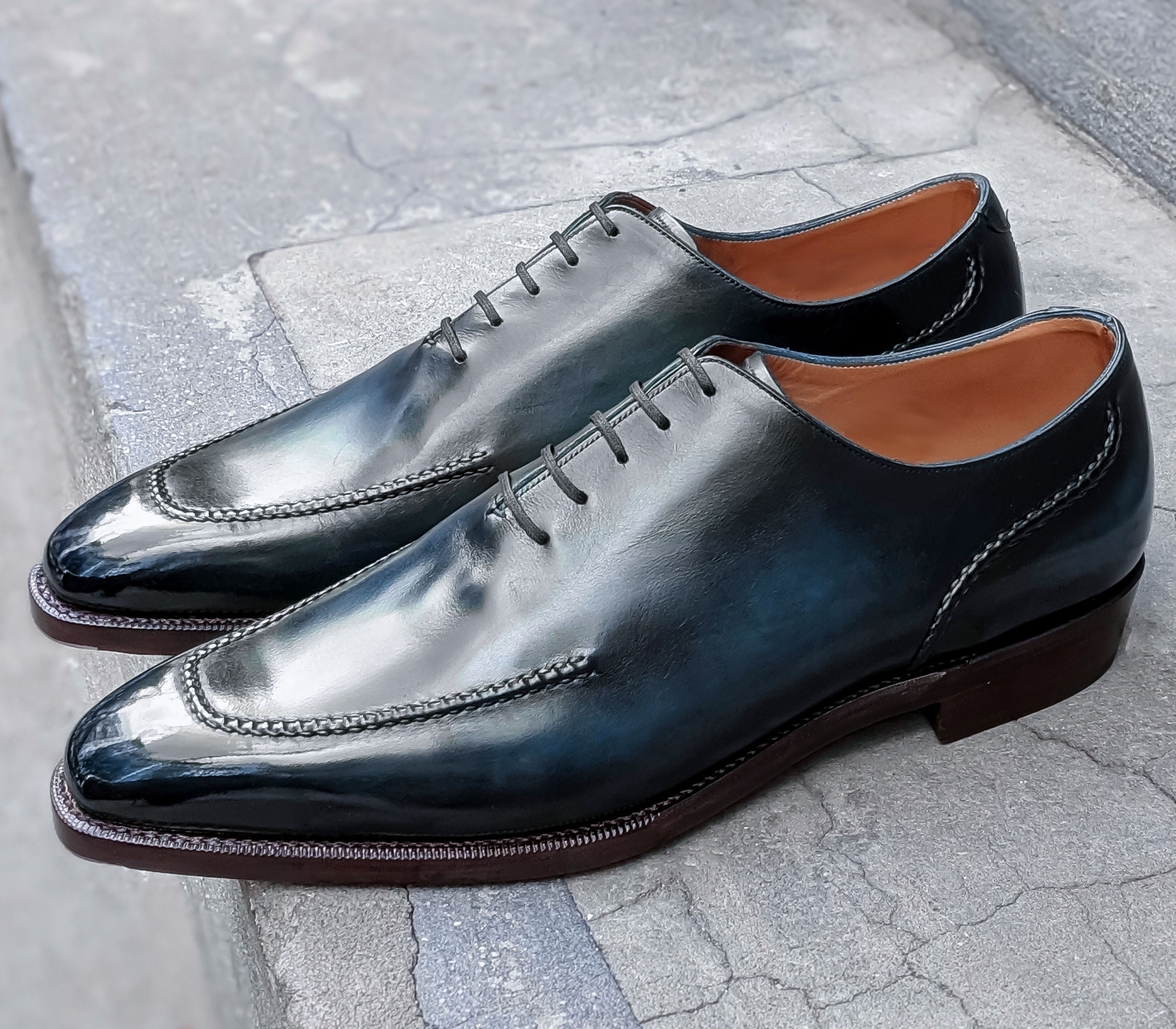 Patina Ocean Depths - MTO - Whittier-Made To Order Oxfords Custom Patina-J.FitzPatrick Footwear