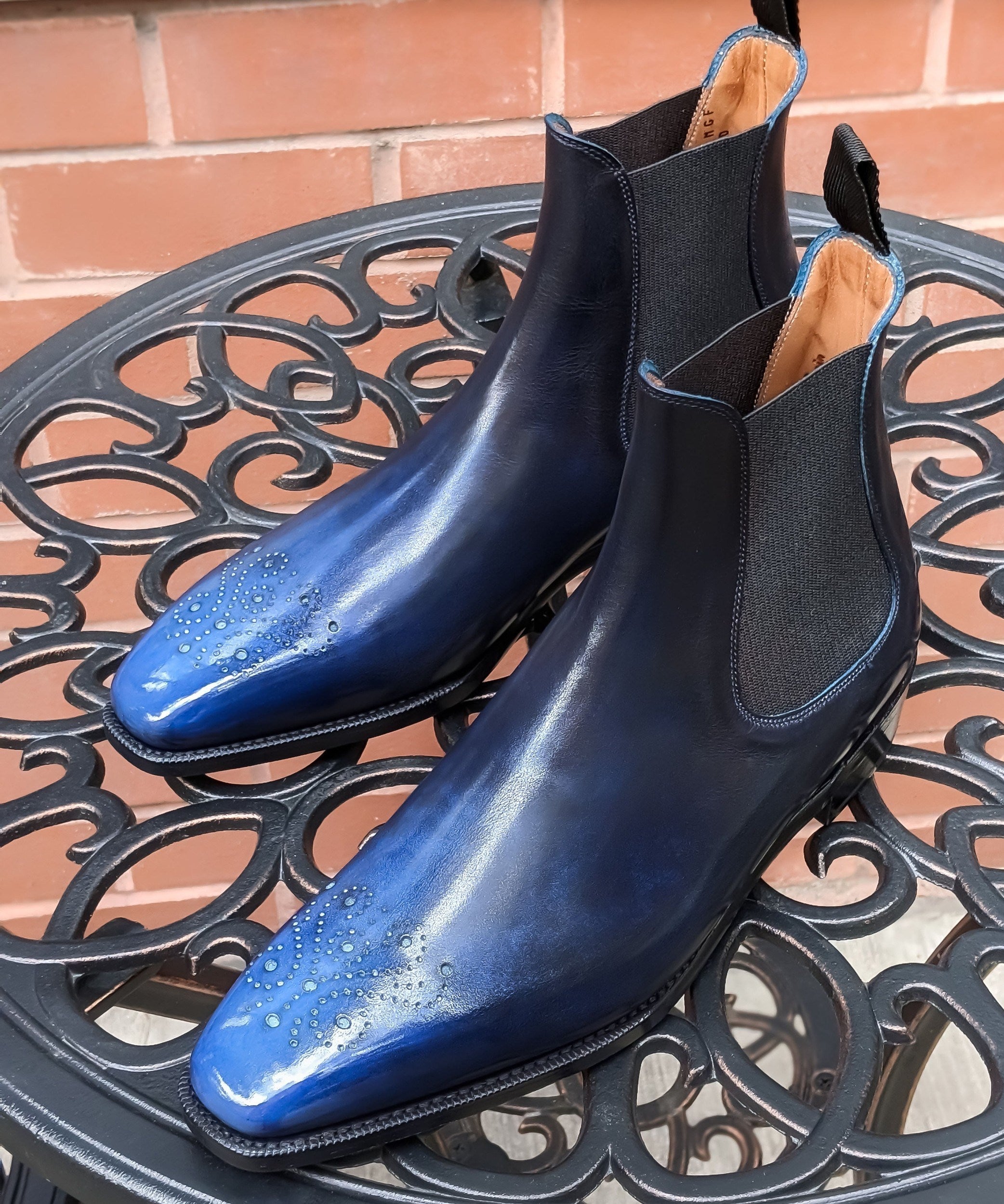 Patina Reverse Lapis Lazuli - MTO - Highland-Made To Order Chelsea Boots-J.FitzPatrick Footwear