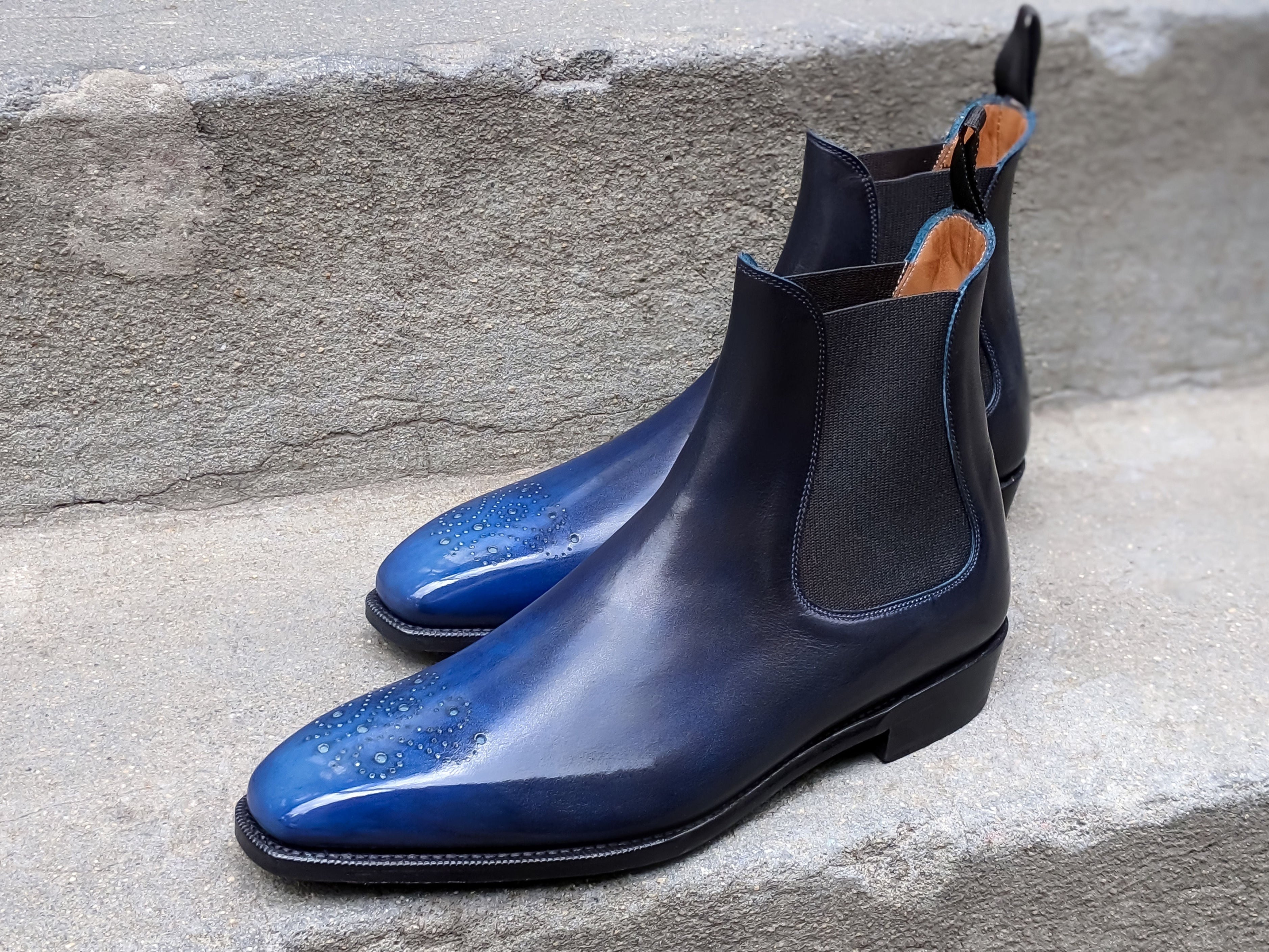 Patina Reverse Lapis Lazuli - MTO - Highland-Made To Order Chelsea Boots-J.FitzPatrick Footwear