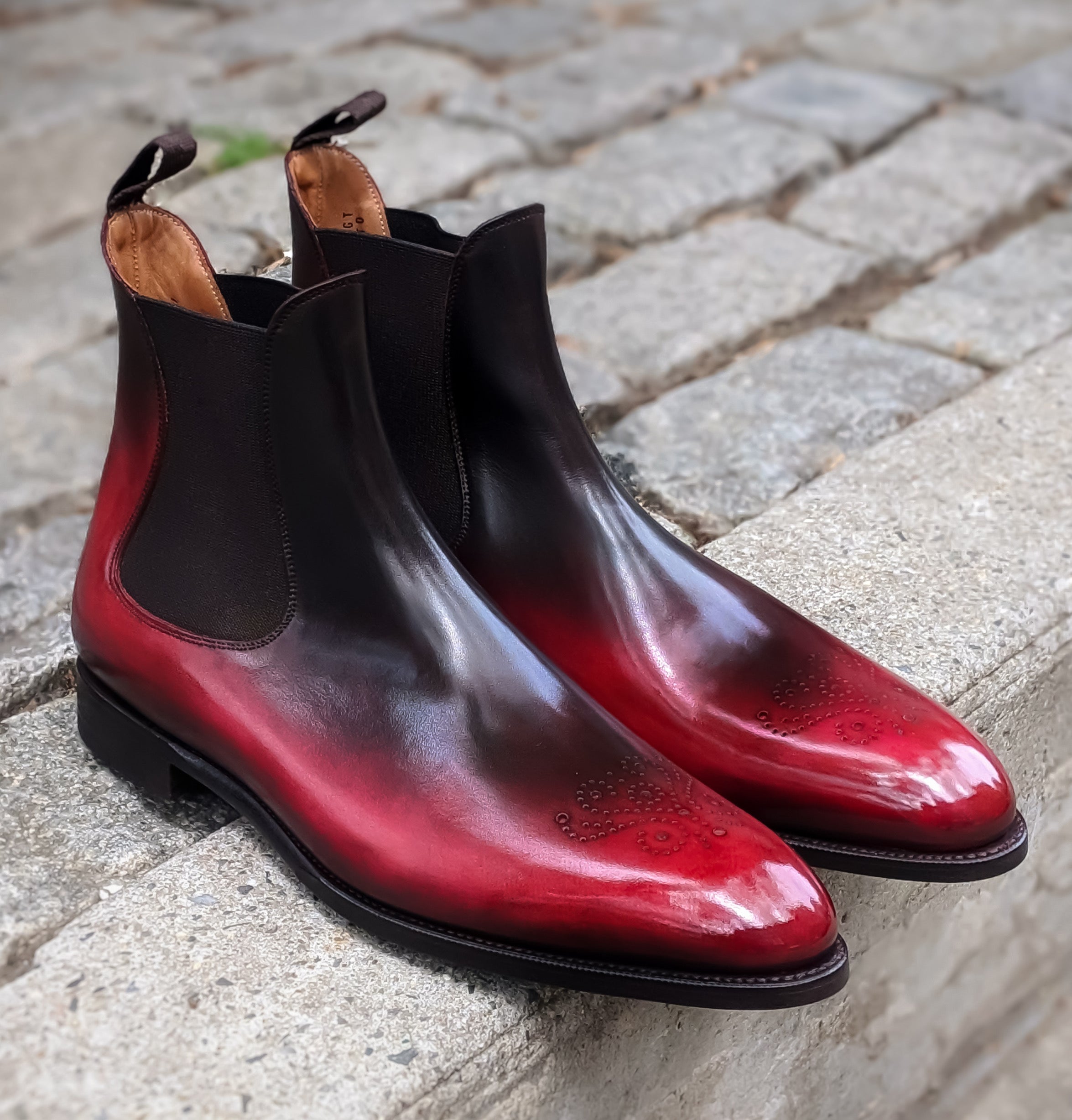 Patina Reverse Red - MTO - Highland-Made To Order Chelsea Boots-J.FitzPatrick Footwear