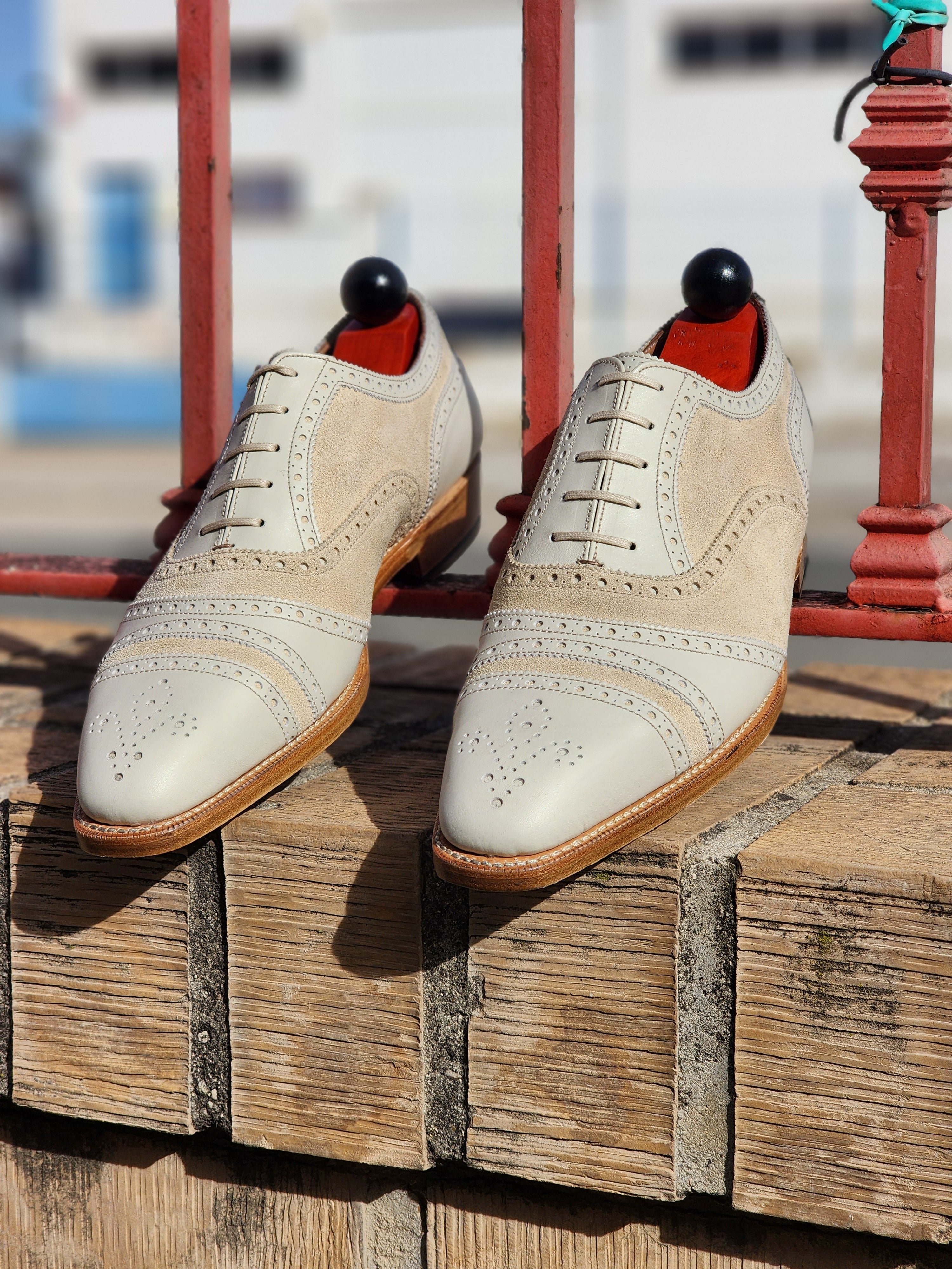 Phillips - Cream Calf / Cream Suede-Captoe Cap Toe Oxfords-J.FitzPatrick Footwear