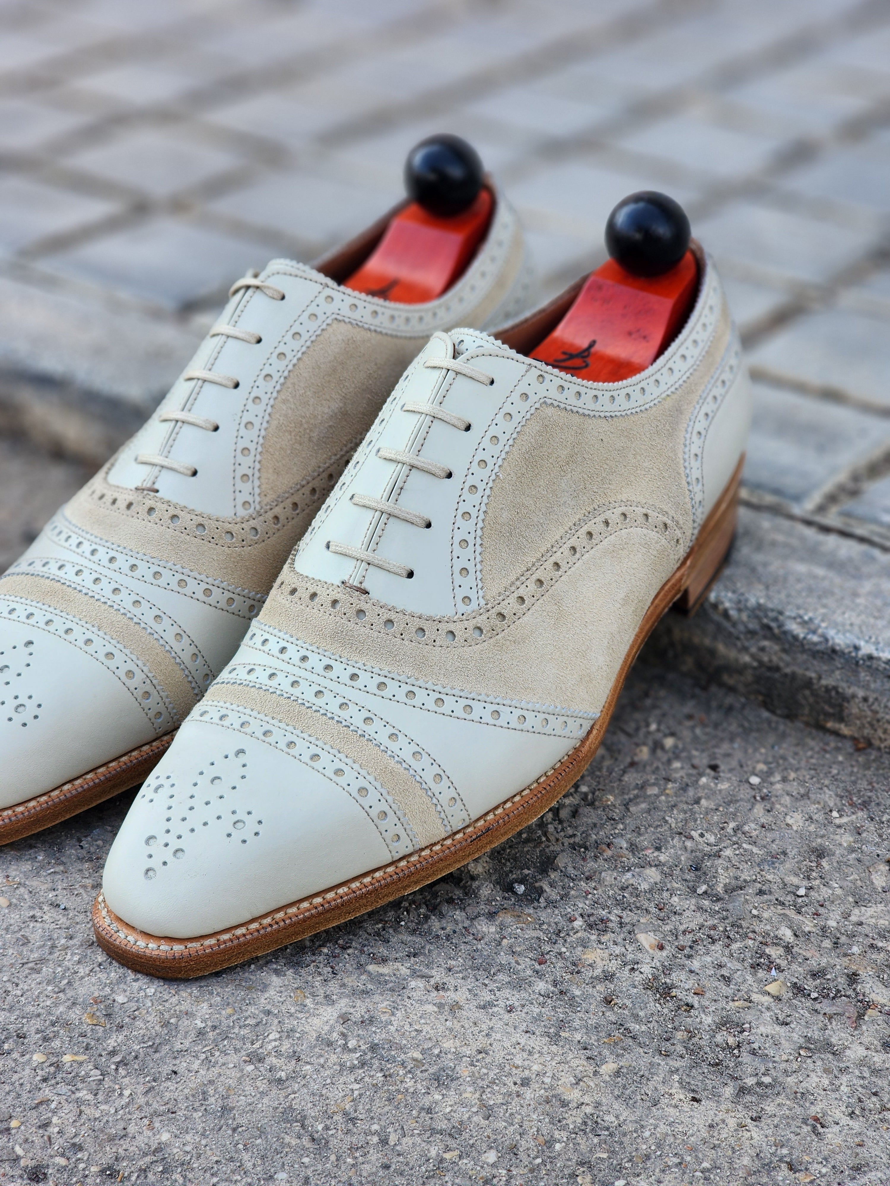 Phillips - Cream Calf / Cream Suede-Captoe Cap Toe Oxfords-J.FitzPatrick Footwear