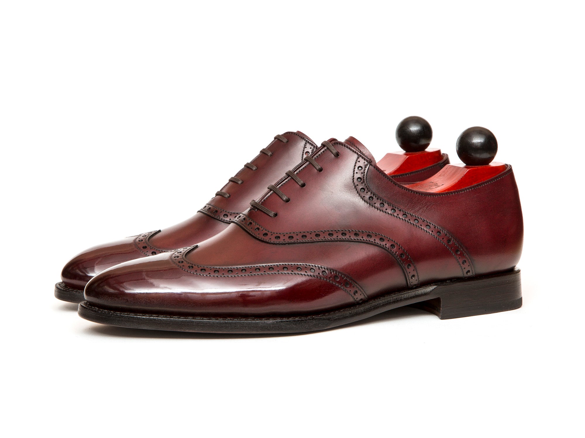 Phinney - MTO - Burgundy Calf - TMG Last - Single Leather Sole-Made To Order Wingtip Saddle Shoe Brogue Oxfords-J.FitzPatrick Footwear
