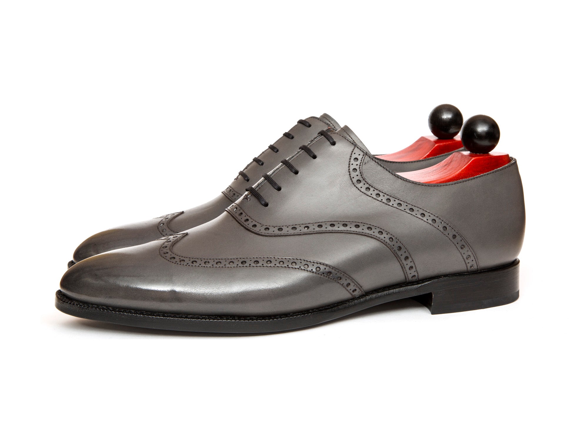 Phinney - MTO - Grey Calf - TMG Last - Single Leather Sole-Made To Order Wingtip Saddle Shoe Brogue Oxfords-J.FitzPatrick Footwear