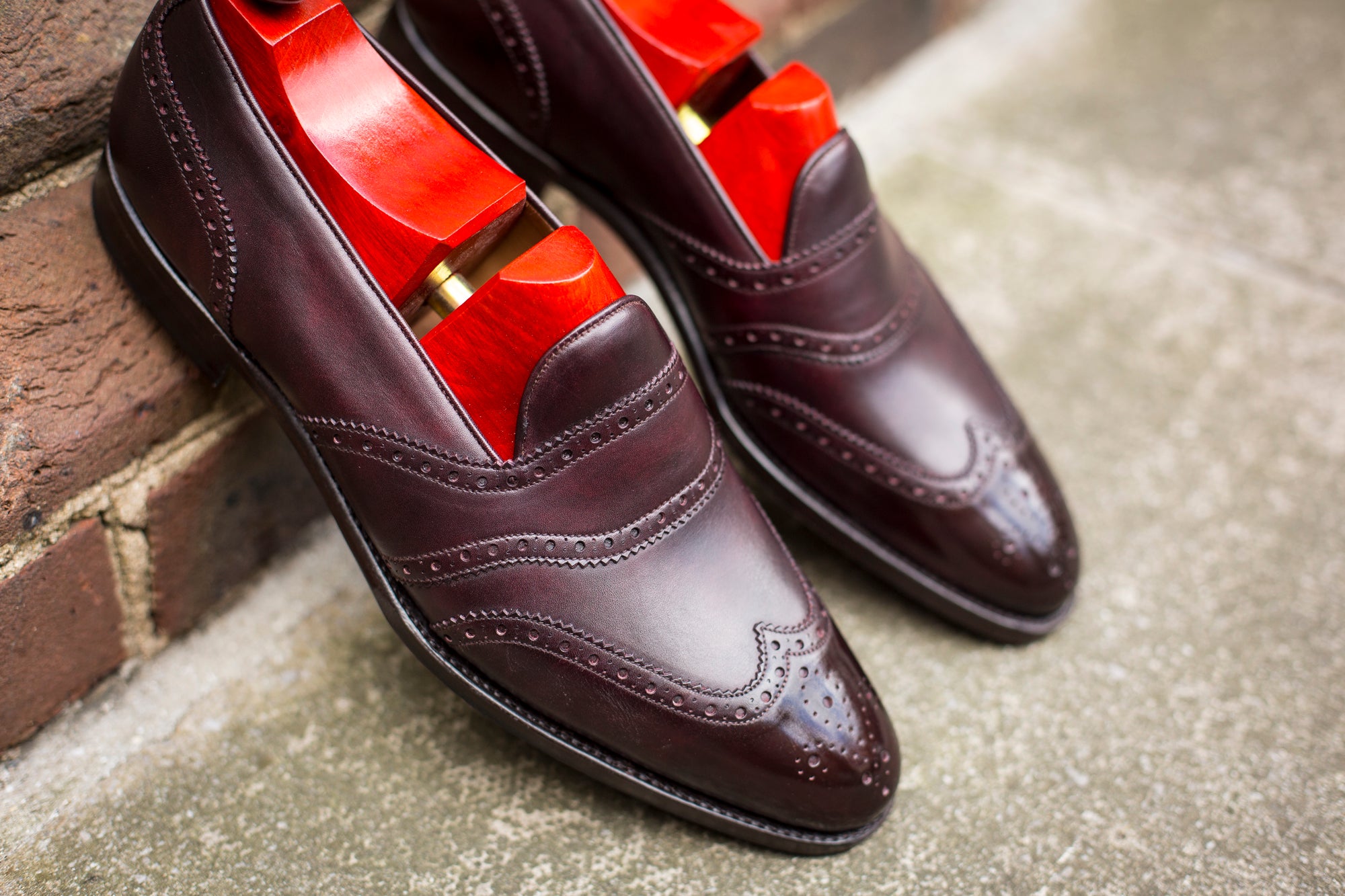 Piau - MTO - Plum Museum Calf - TMG Last - Single Leather Sole-Made To Order Slipper Loafer Brogue Wingtip Spectator-J.FitzPatrick Footwear
