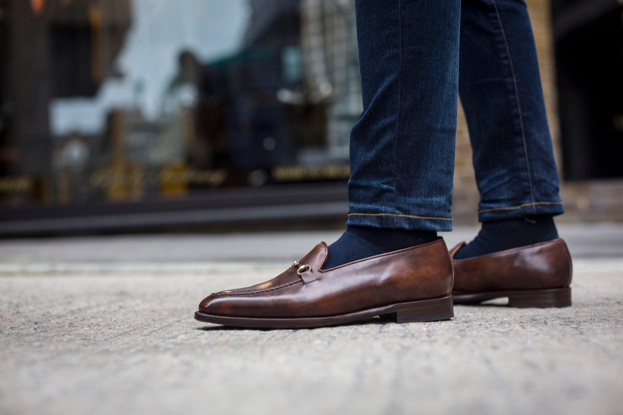 Pike - MTO - Copper Museum Calf - TMG Last - Antique Single Leather Sole-Made To Order Horsebit Horse Bit Loafer-J.FitzPatrick Footwear