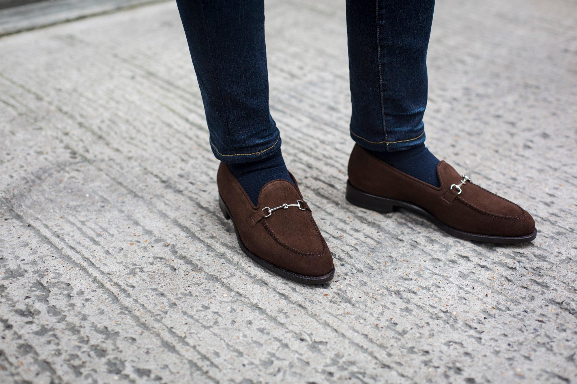 Pike - MTO - Dark Brown Suede - TMG Last - Single Leather Sole-Made To Order Horsebit Horse Bit Loafer-J.FitzPatrick Footwear