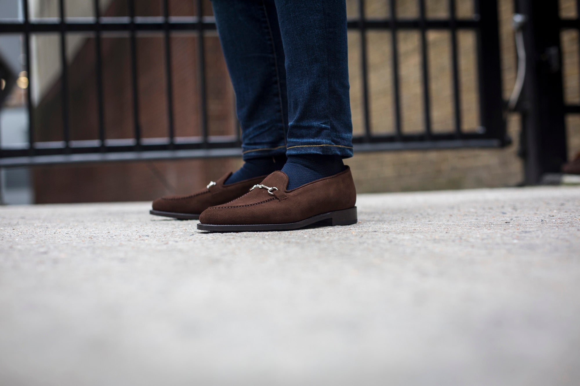 Pike - MTO - Dark Brown Suede - TMG Last - Single Leather Sole-Made To Order Horsebit Horse Bit Loafer-J.FitzPatrick Footwear