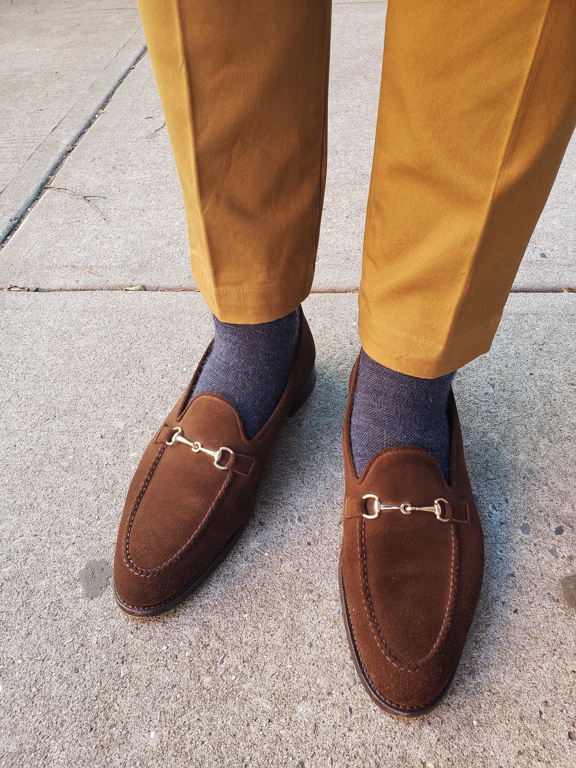 Pike - MTO - Dark Brown Suede - TMG Last - Single Leather Sole-Made To Order Horsebit Horse Bit Loafer-J.FitzPatrick Footwear