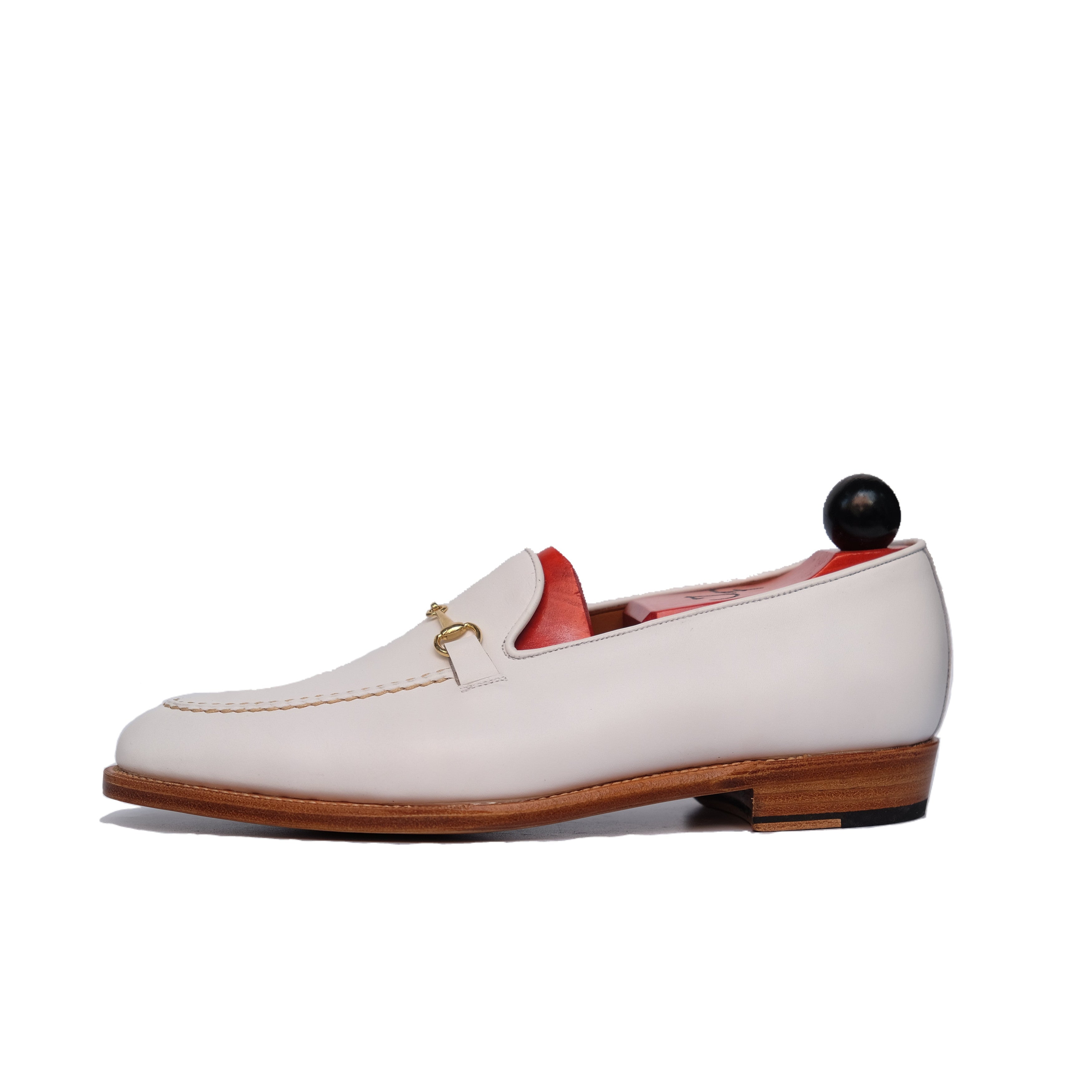 Pike - MTO - White Calf - TMG Last - Single Leather Sole-Made To Order Horsebit Horse Bit Loafer-J.FitzPatrick Footwear