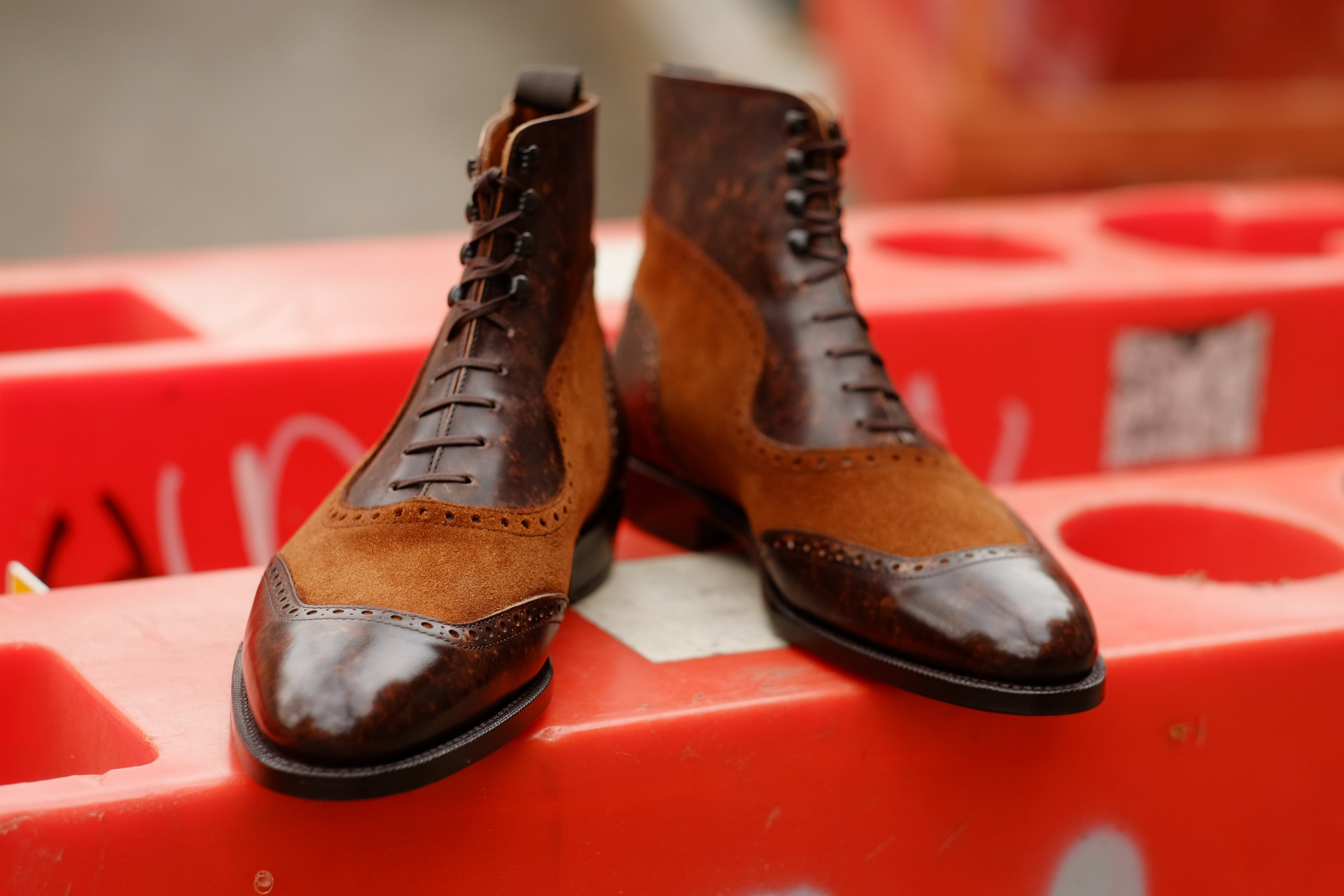 Pinehurst - Dark Brown Marble Patina / Snuff Suede-Balmoral Boots-J.FitzPatrick Footwear