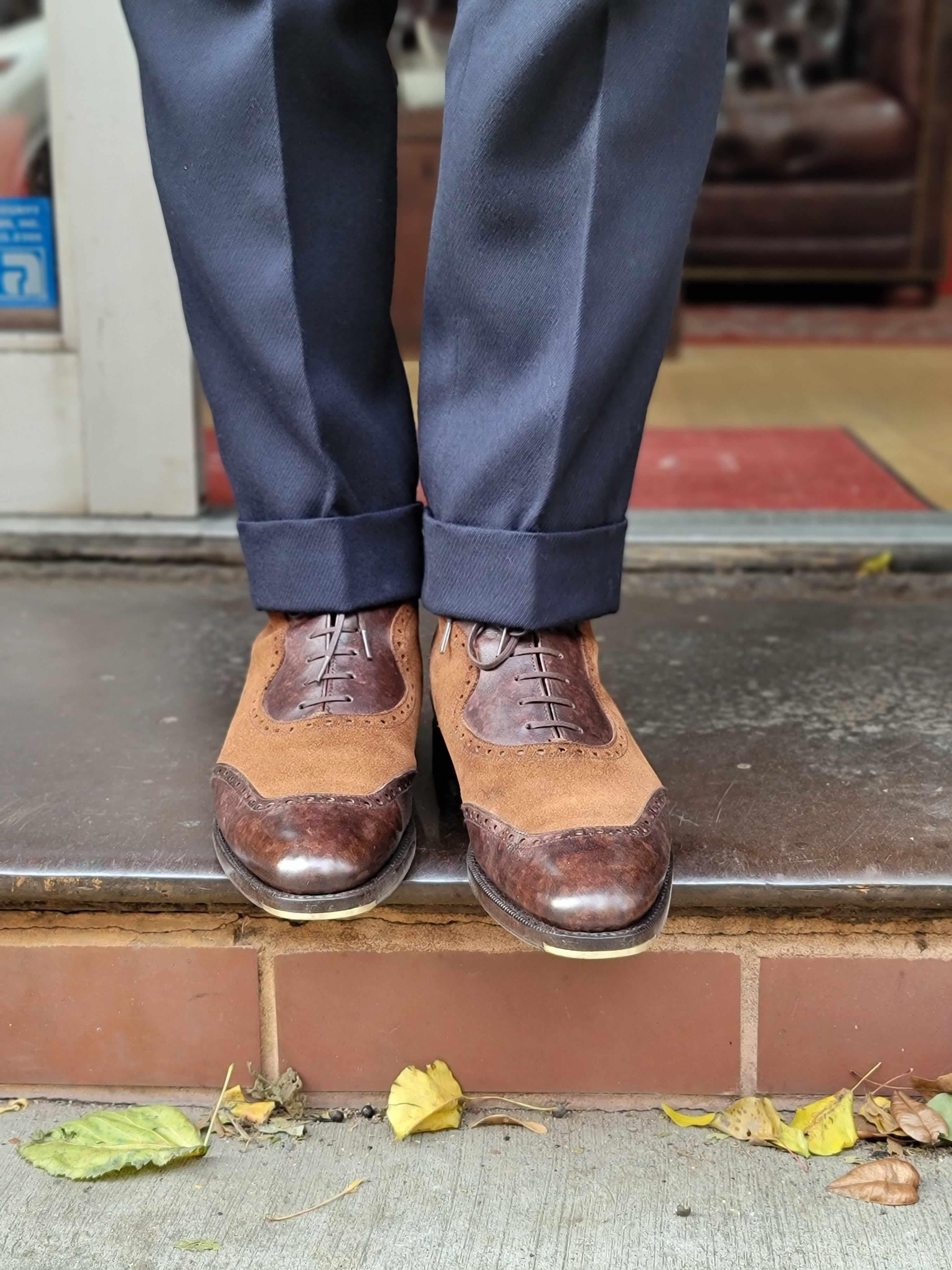 Pinehurst - Dark Brown Marble Patina / Snuff Suede-Balmoral Boots-J.FitzPatrick Footwear