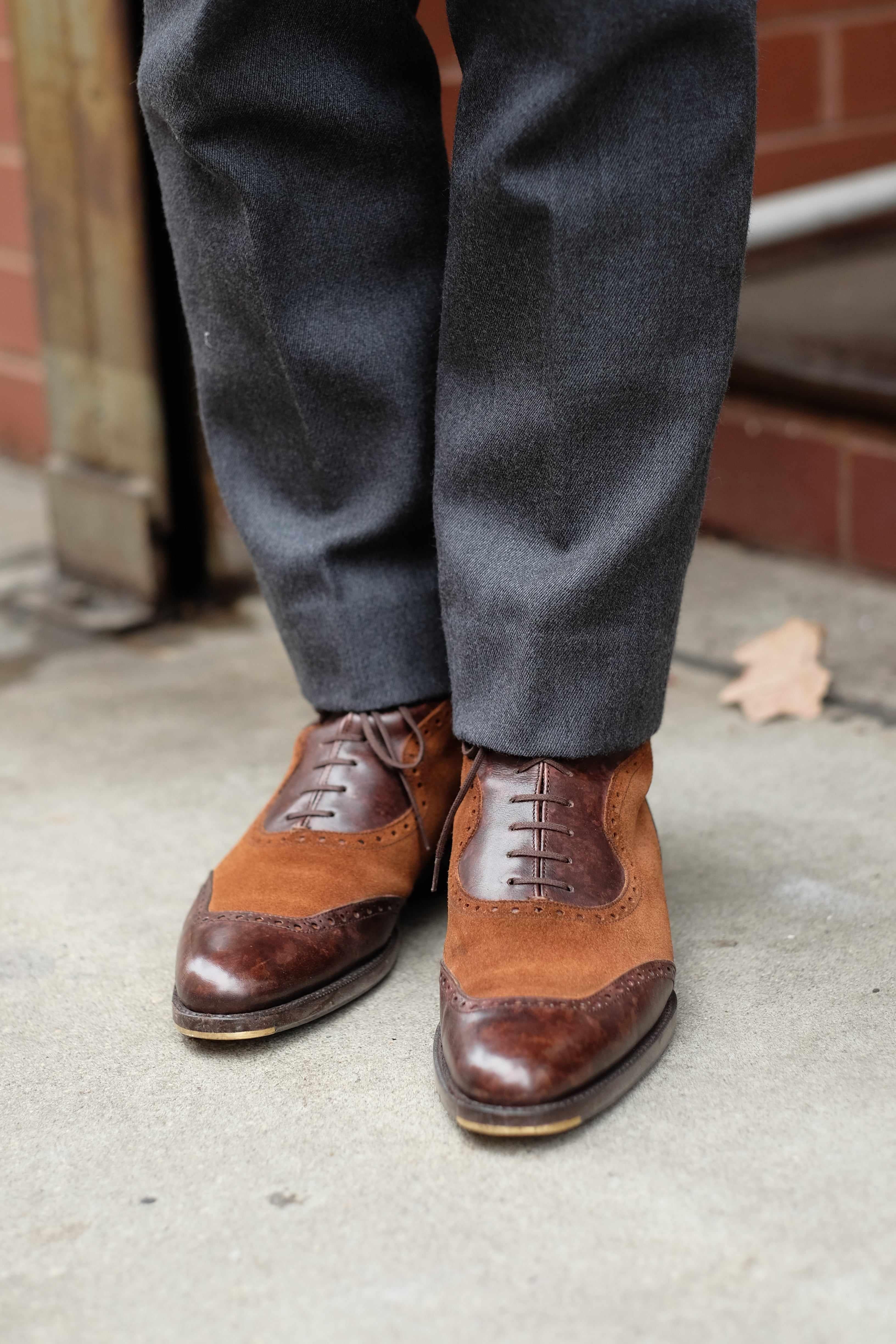 Pinehurst - Dark Brown Marble Patina / Snuff Suede-Balmoral Boots-J.FitzPatrick Footwear