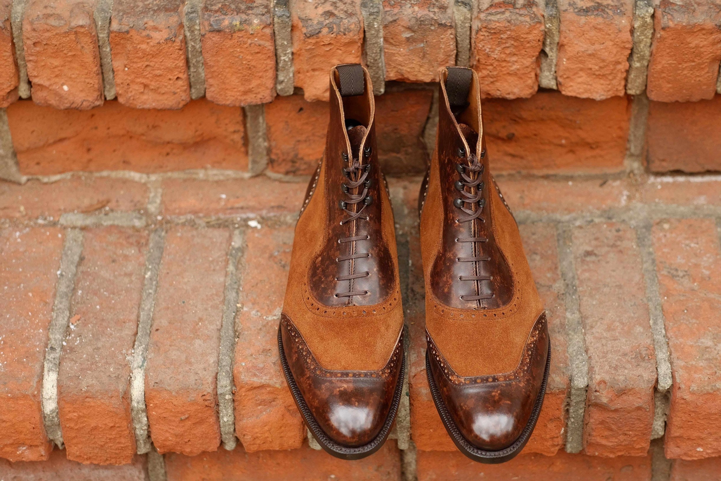 Pinehurst - Dark Brown Marble Patina / Snuff Suede-Balmoral Boots-J.FitzPatrick Footwear
