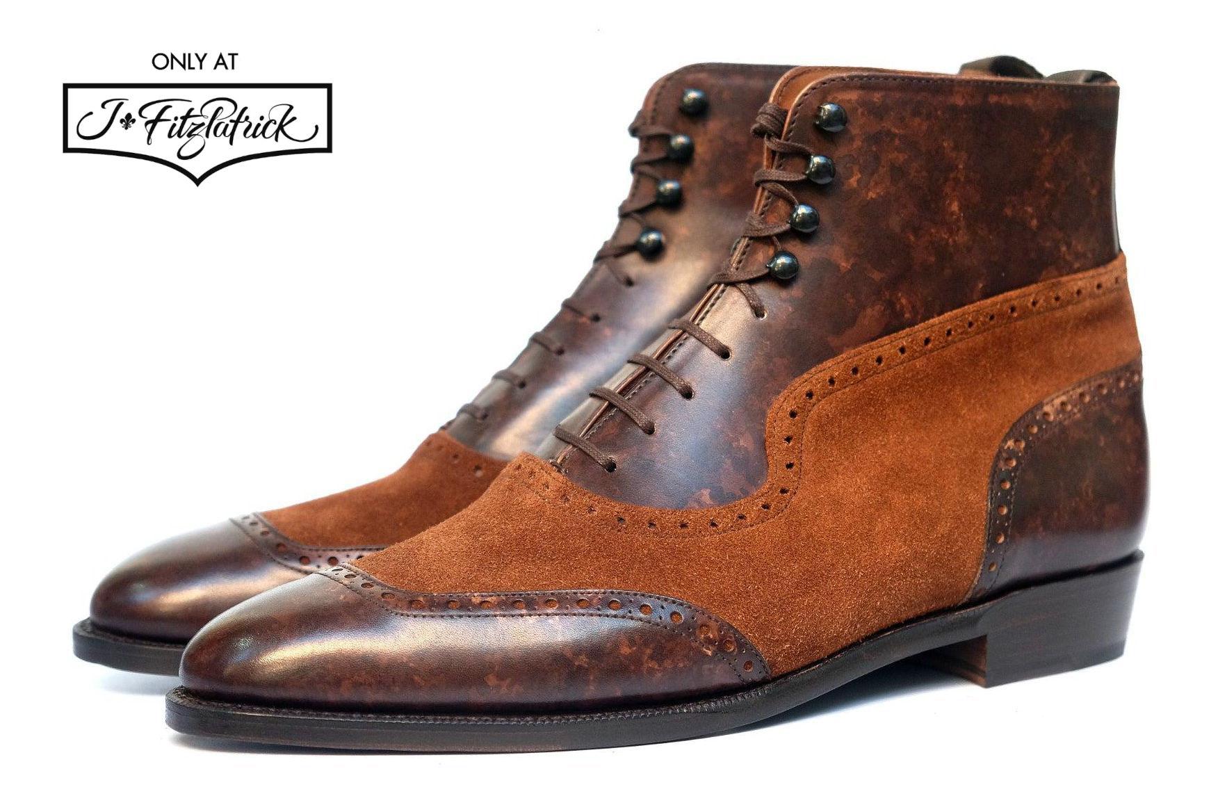 Pinehurst - Dark Brown Marble Patina / Snuff Suede-Balmoral Boots-J.FitzPatrick Footwear