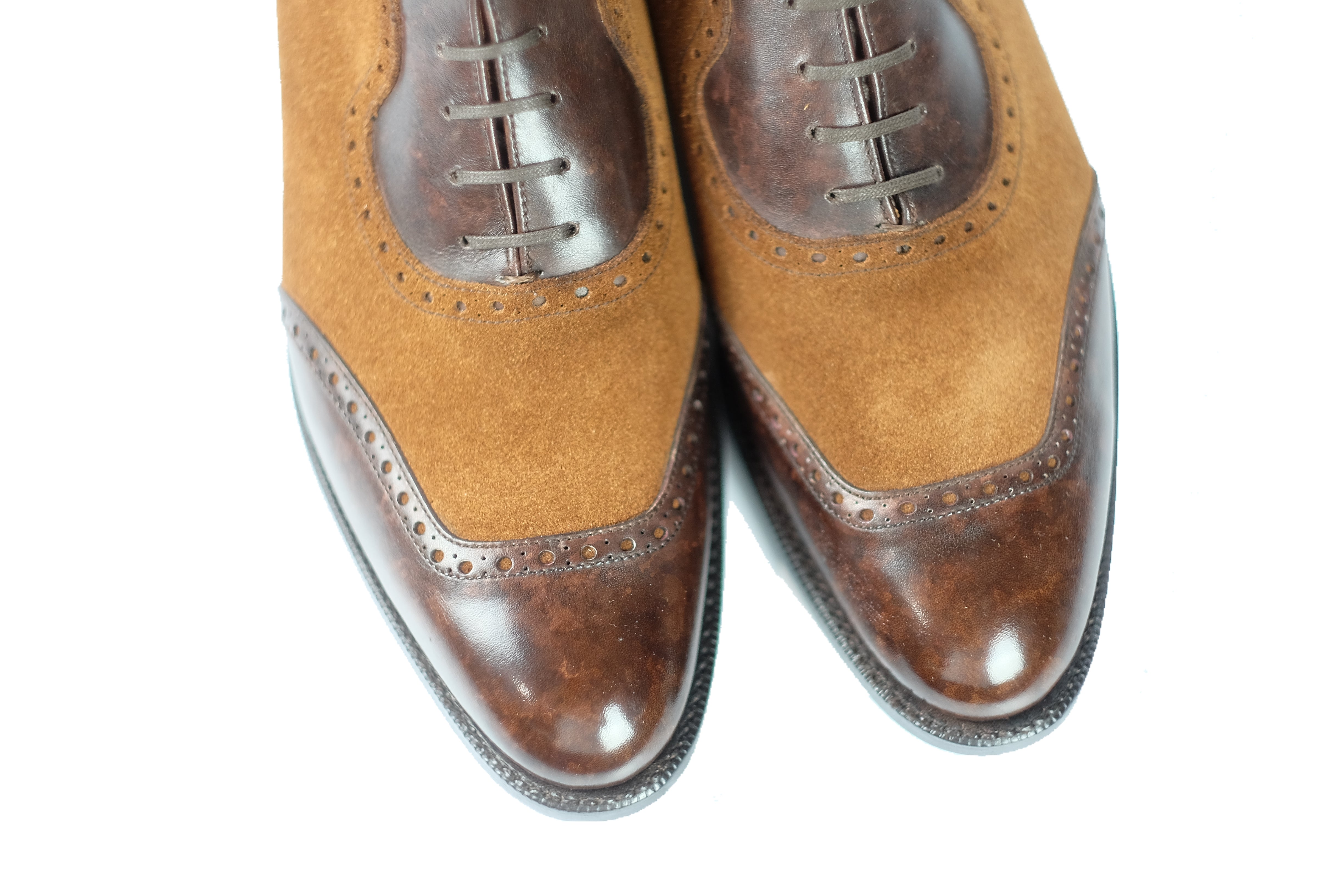 Pinehurst - MTO - Dark Brown Marble Patina / Snuff Suede - TMG Last - Single Leather Sole-Made To Order Lace Laceup Balmoral Boot Brogue-J.FitzPatrick Footwear
