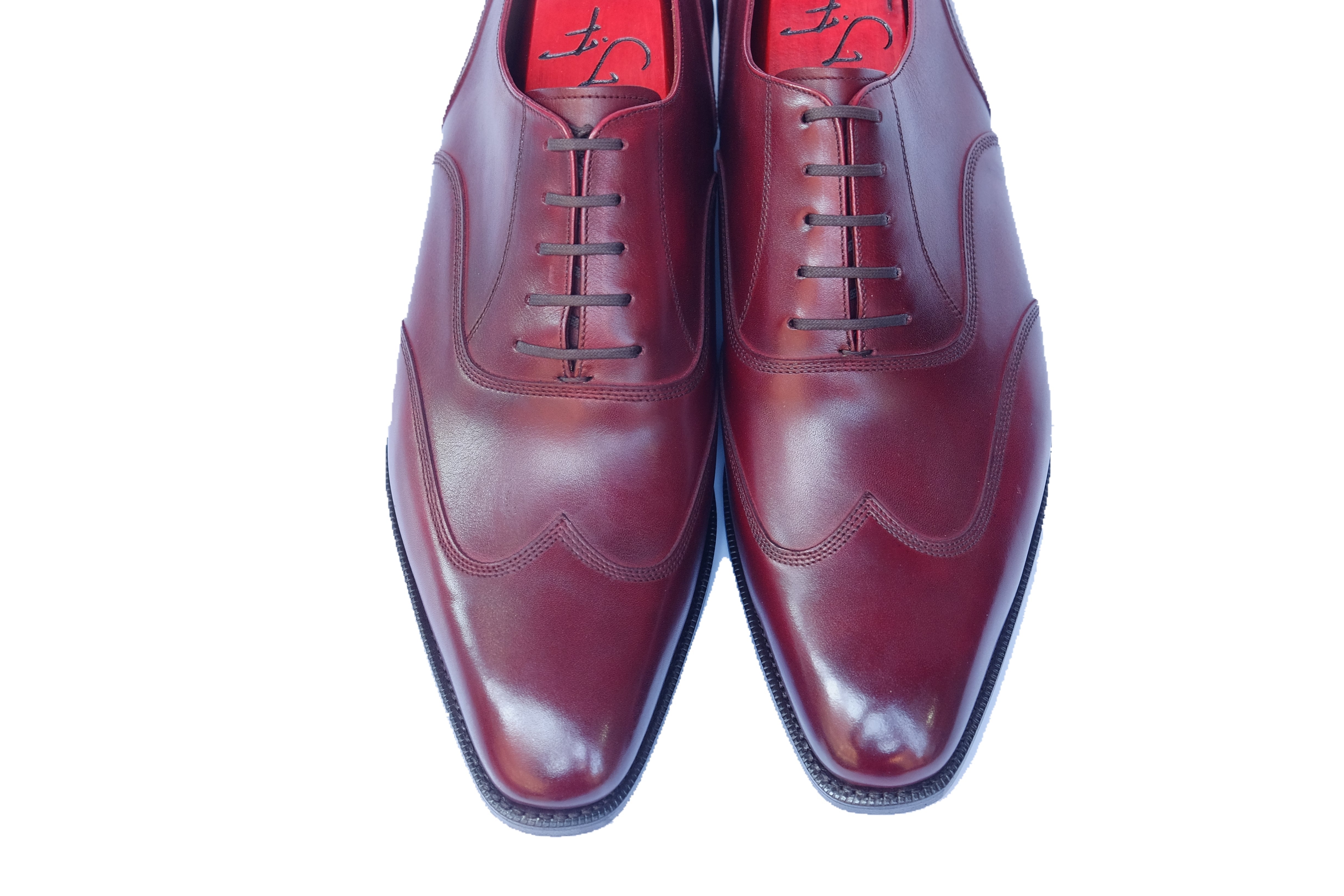 Pullman - MTO - Burgundy Calf - LPB Last - Single Leather Sole-Made To Order Austerity Brogue Oxfords-J.FitzPatrick Footwear